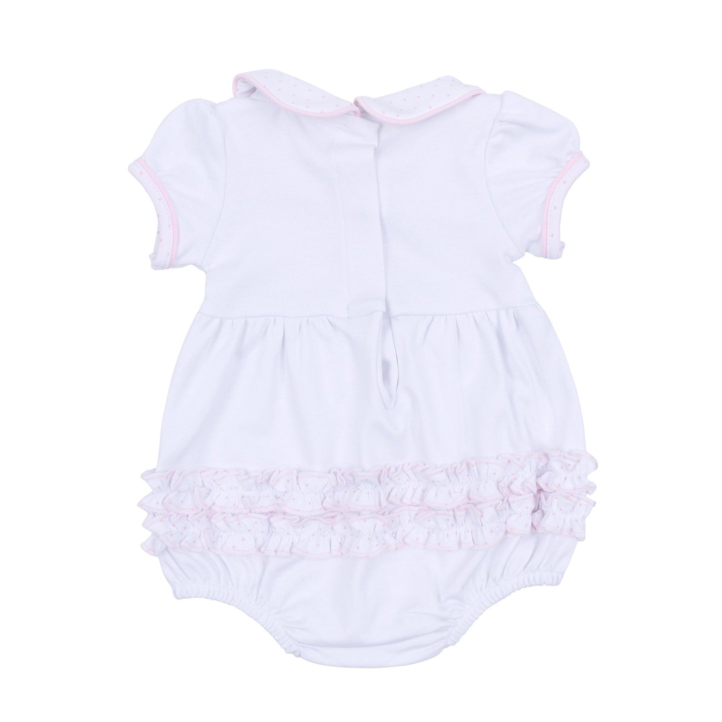 Frosted Wonderland Collared Ruffle Short Sleeve Bubble - Pink - Magnolia BabyBubble
