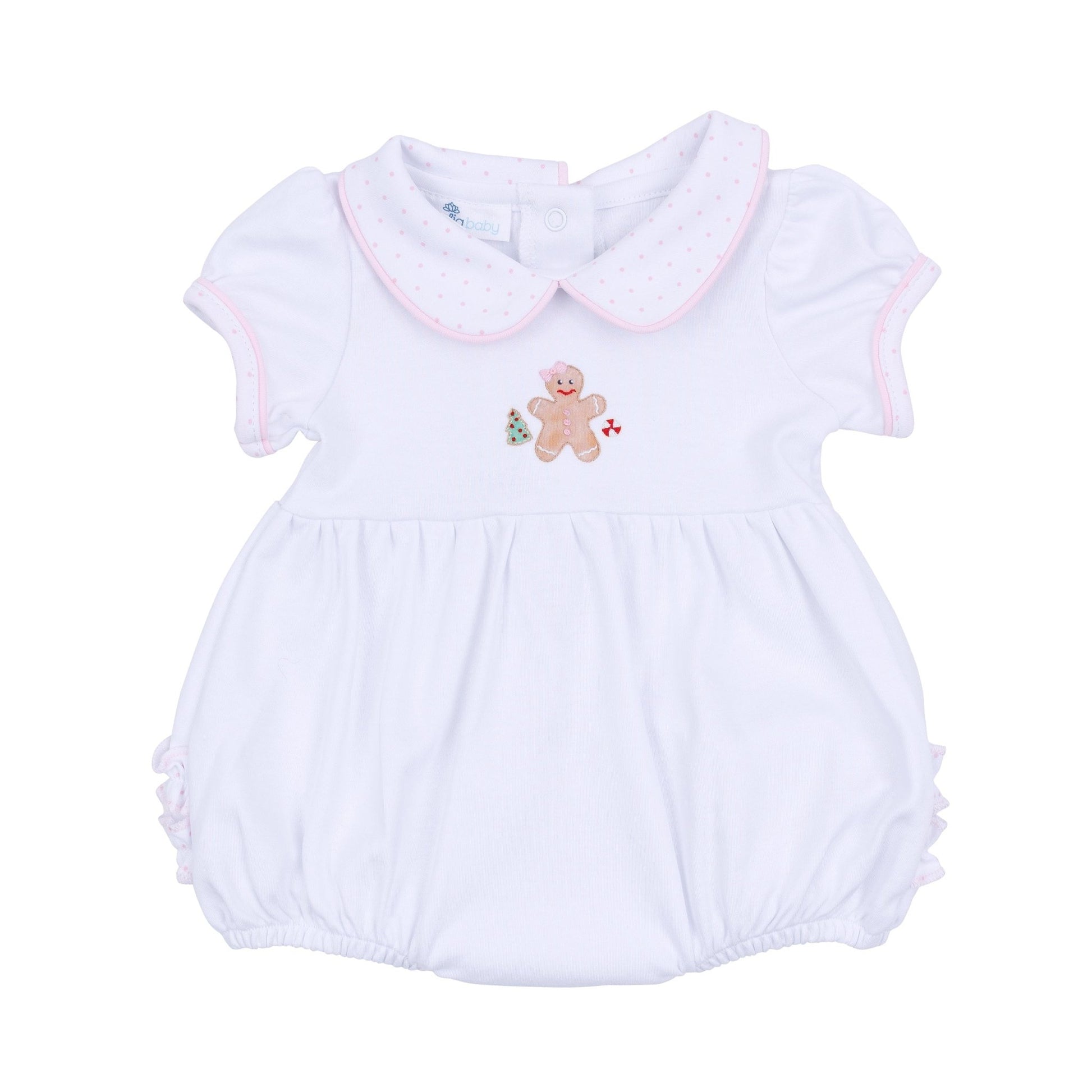 Frosted Wonderland Collared Ruffle Short Sleeve Bubble - Pink - Magnolia BabyBubble