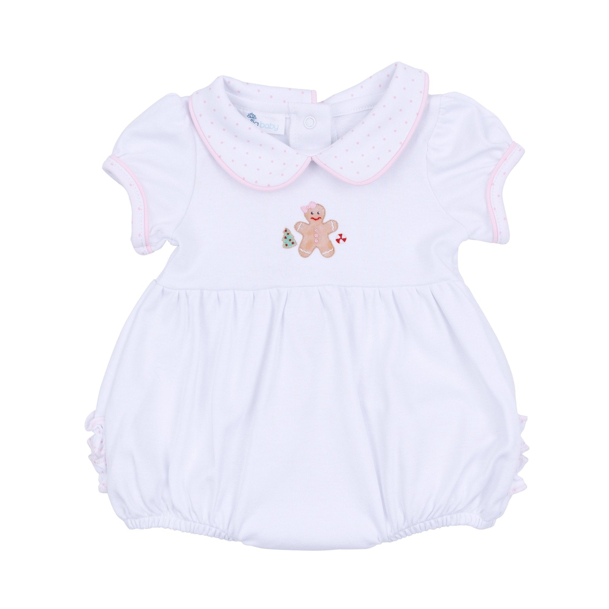 Frosted Wonderland Collared Ruffle Short Sleeve Bubble - Pink - Magnolia BabyBubble