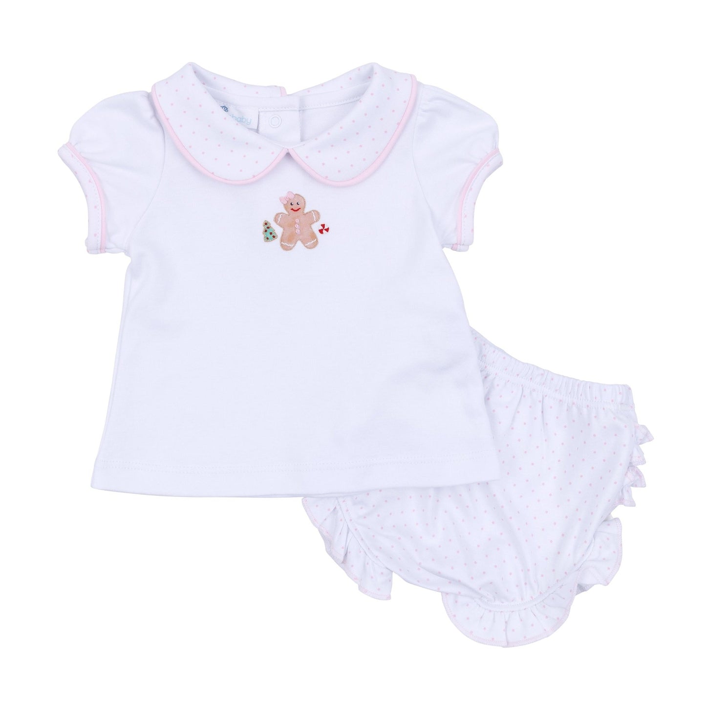 Frosted Wonderland Collared Ruffle Short Sleeve Diaper Cover Set - Pink - Magnolia BabyDiaper Cover