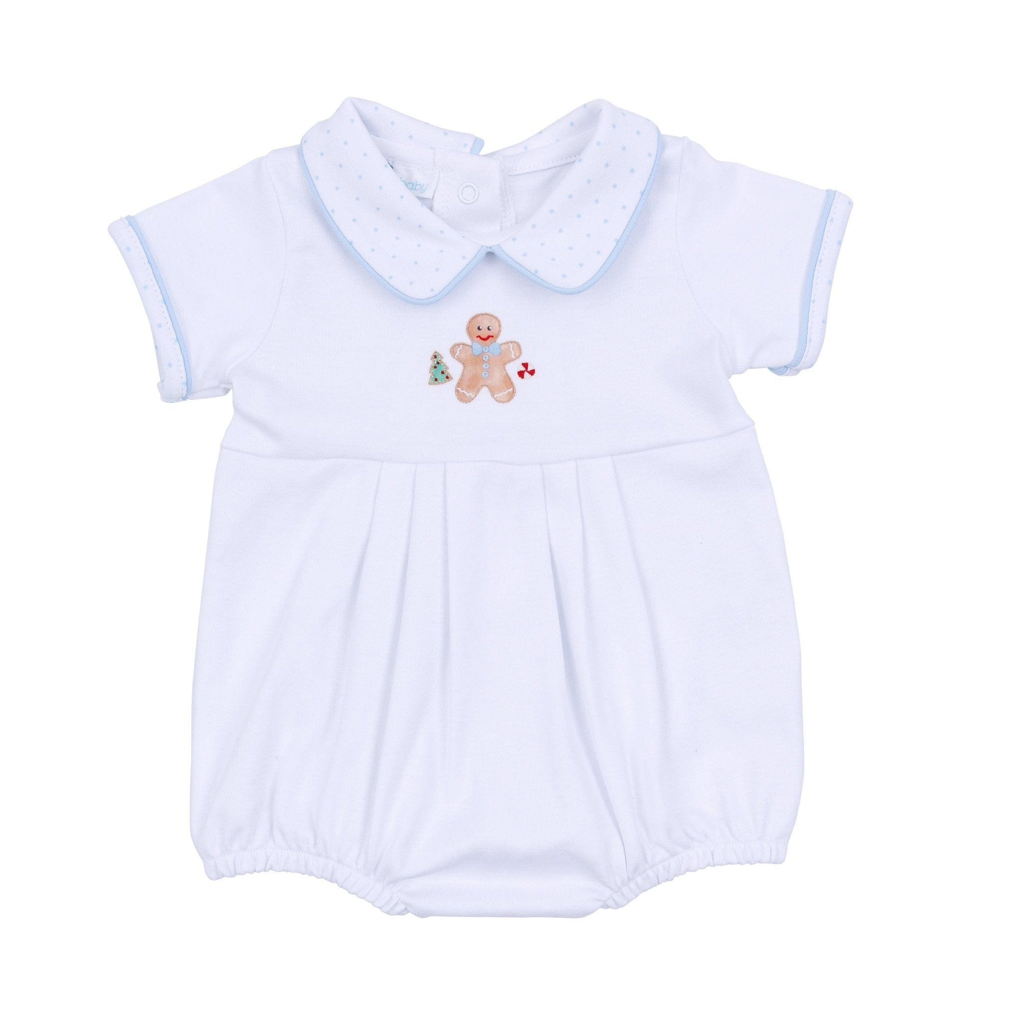Frosted Wonderland Collared Short Sleeve Bubble - Light Blue - Magnolia BabyBubble