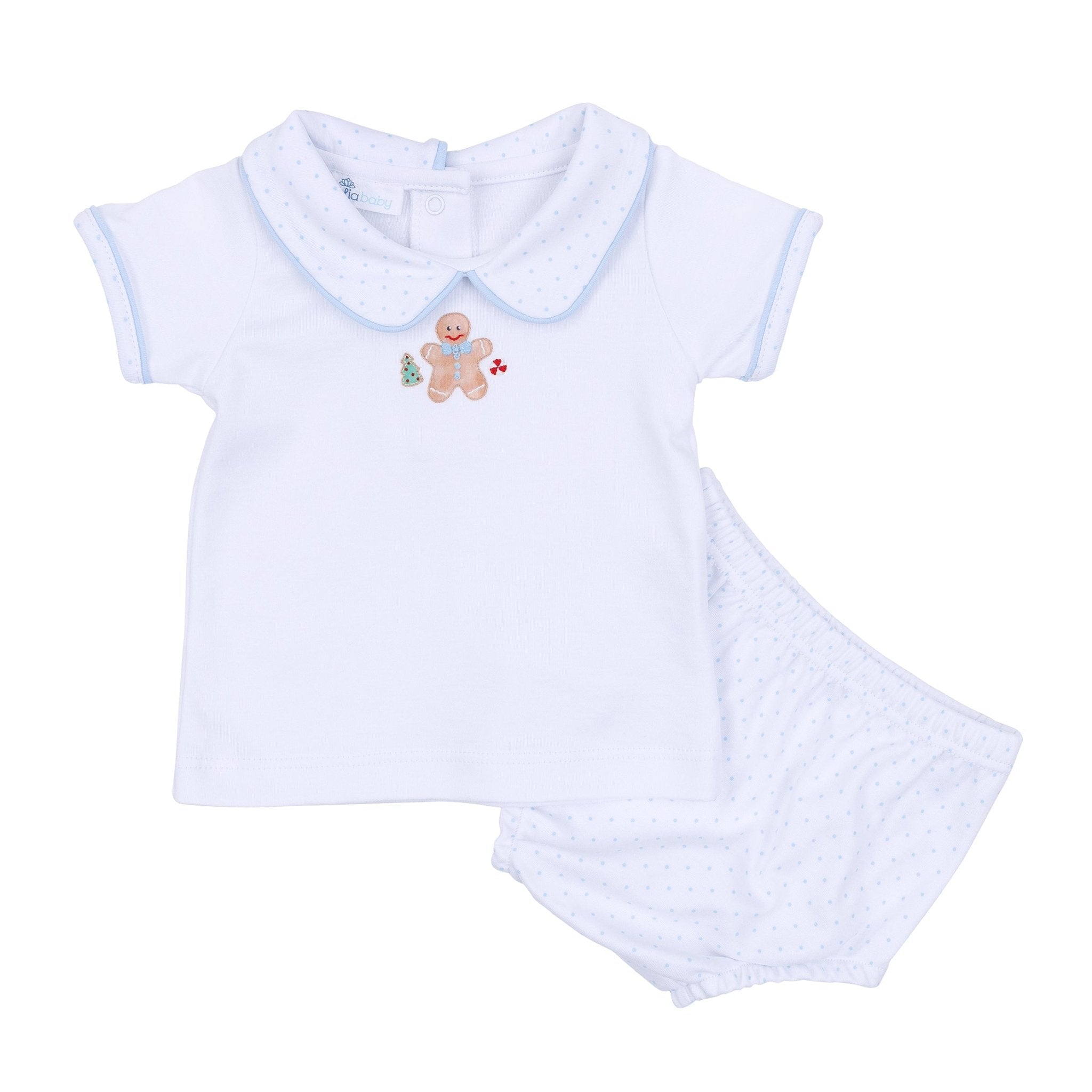 Frosted Wonderland Collared Short Sleeve Diaper Cover Set - Light Blue - Magnolia BabyDiaper Cover