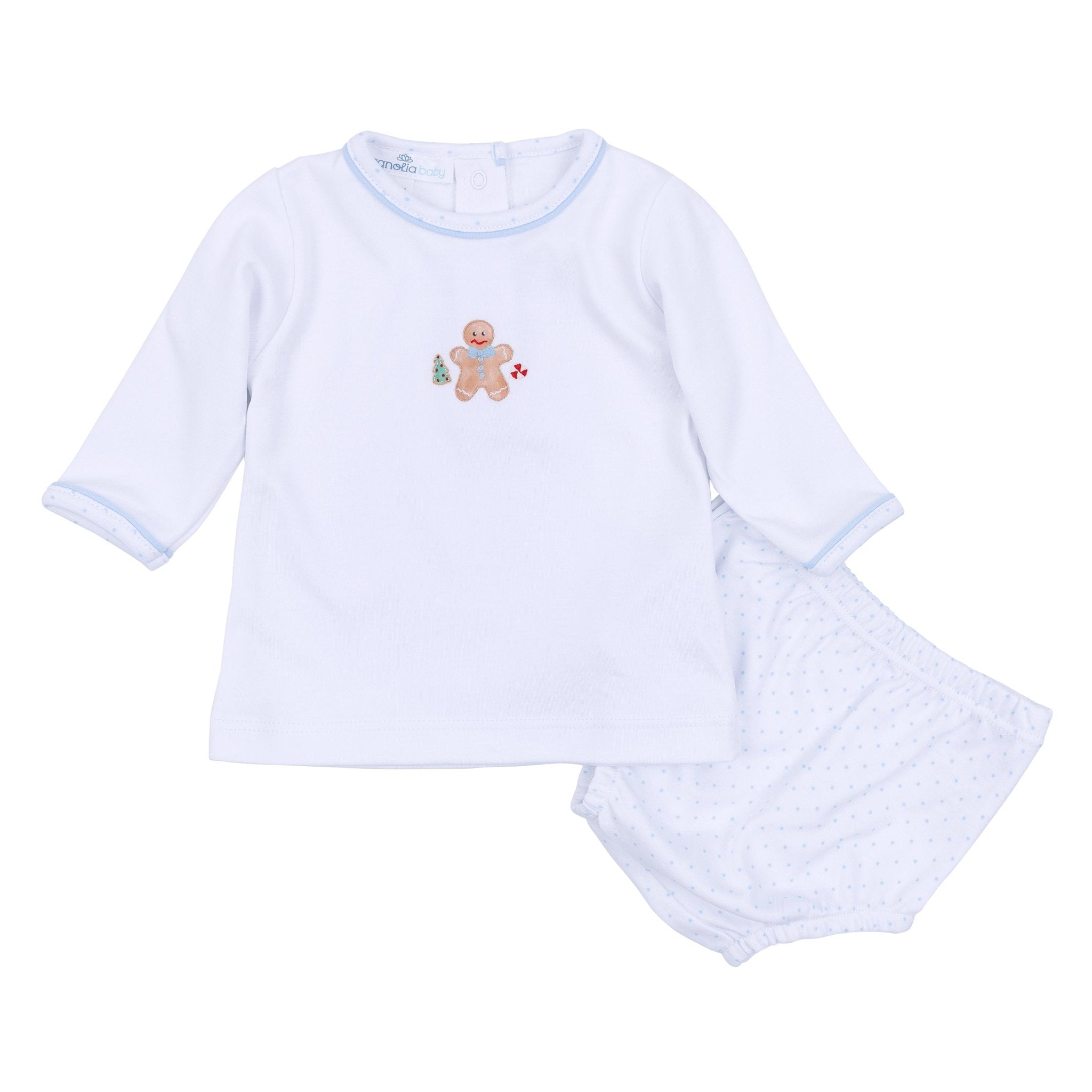 Frosted Wonderland Embroidered Long Sleeve Diaper Cover Set - Light Blue - Magnolia BabyDiaper Cover