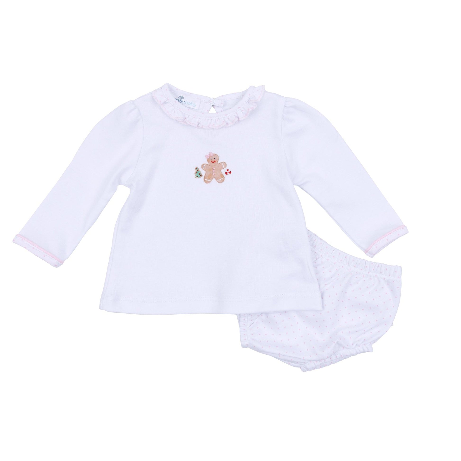 Frosted Wonderland Embroidered Ruffle Long Sleeve Diaper Cover Set - Pink - Magnolia BabyDiaper Cover