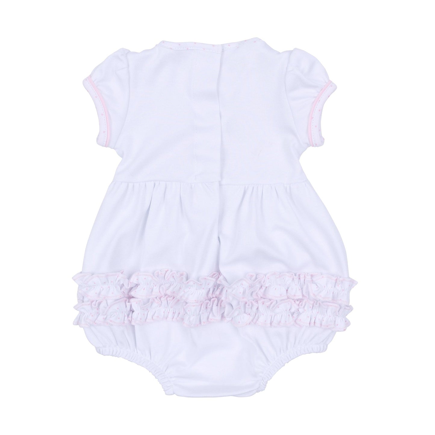 Frosted Wonderland Embroidered Ruffle Short Sleeve Bubble - Pink - Magnolia BabyBubble