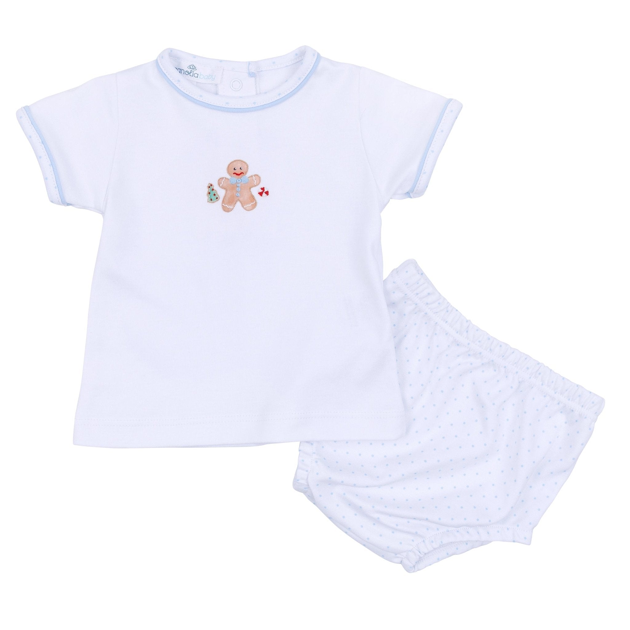 Frosted Wonderland Embroidered Short Sleeve Diaper Cover Set - Light Blue - Magnolia BabyDiaper Cover