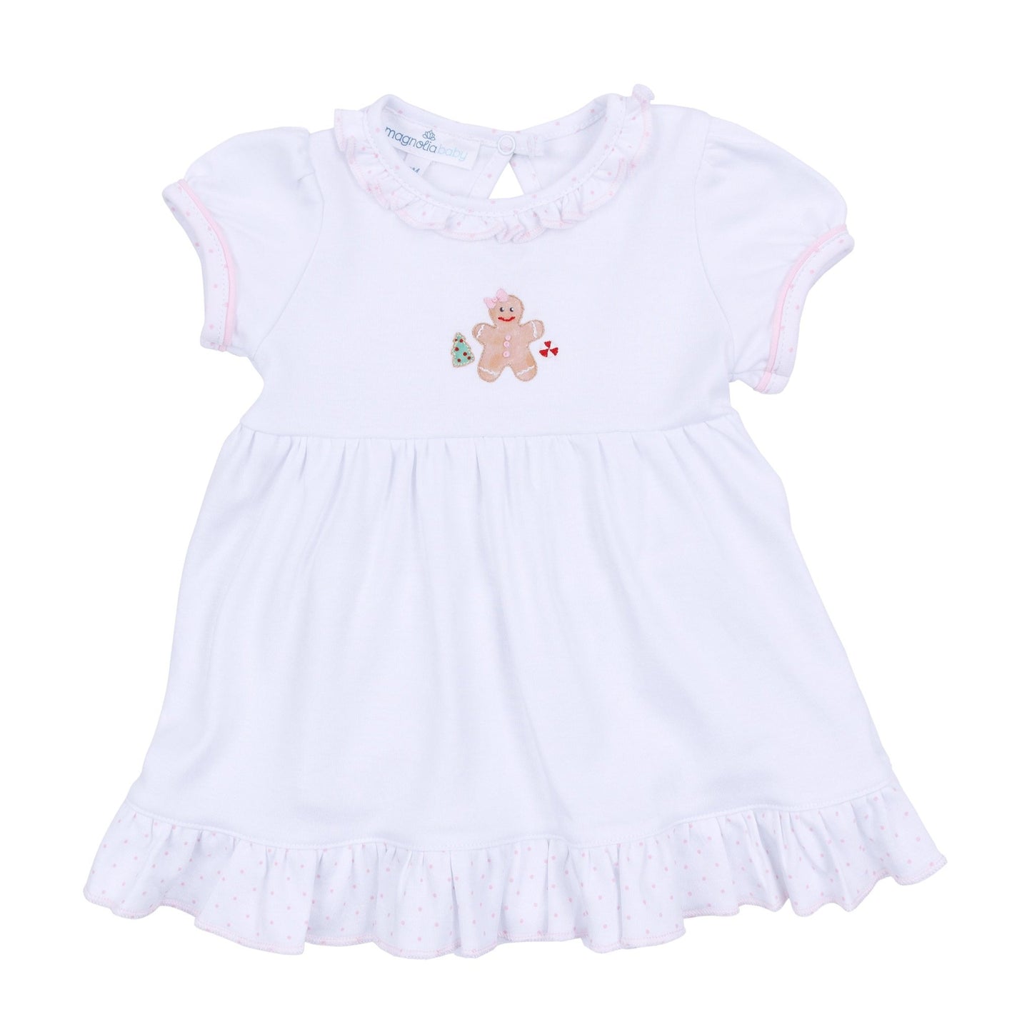 Frosted Wonderland Embroidered Short Sleeve Dress - Pink - Magnolia BabyDress