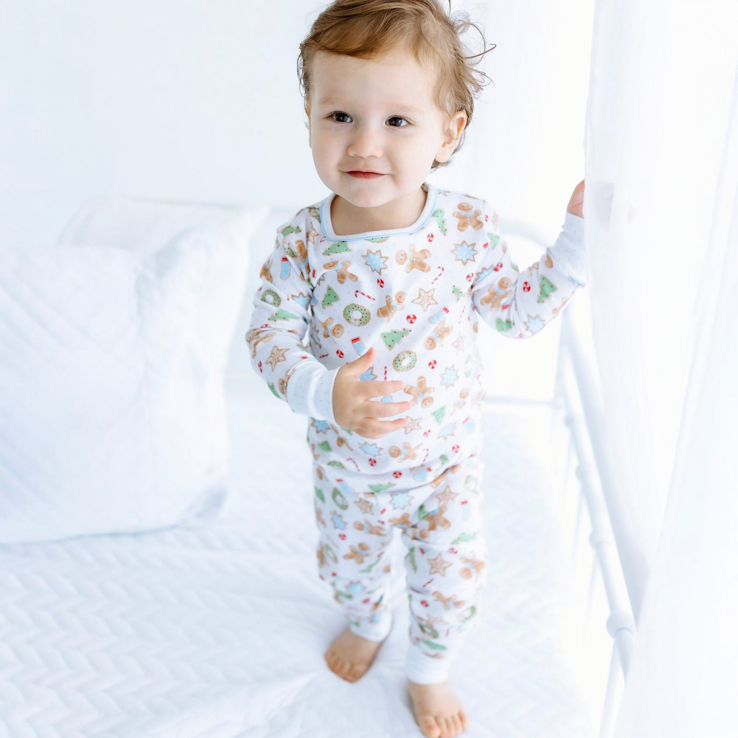 Frosted Wonderland Long Pajamas - Light Blue - Magnolia BabyLong Pajamas