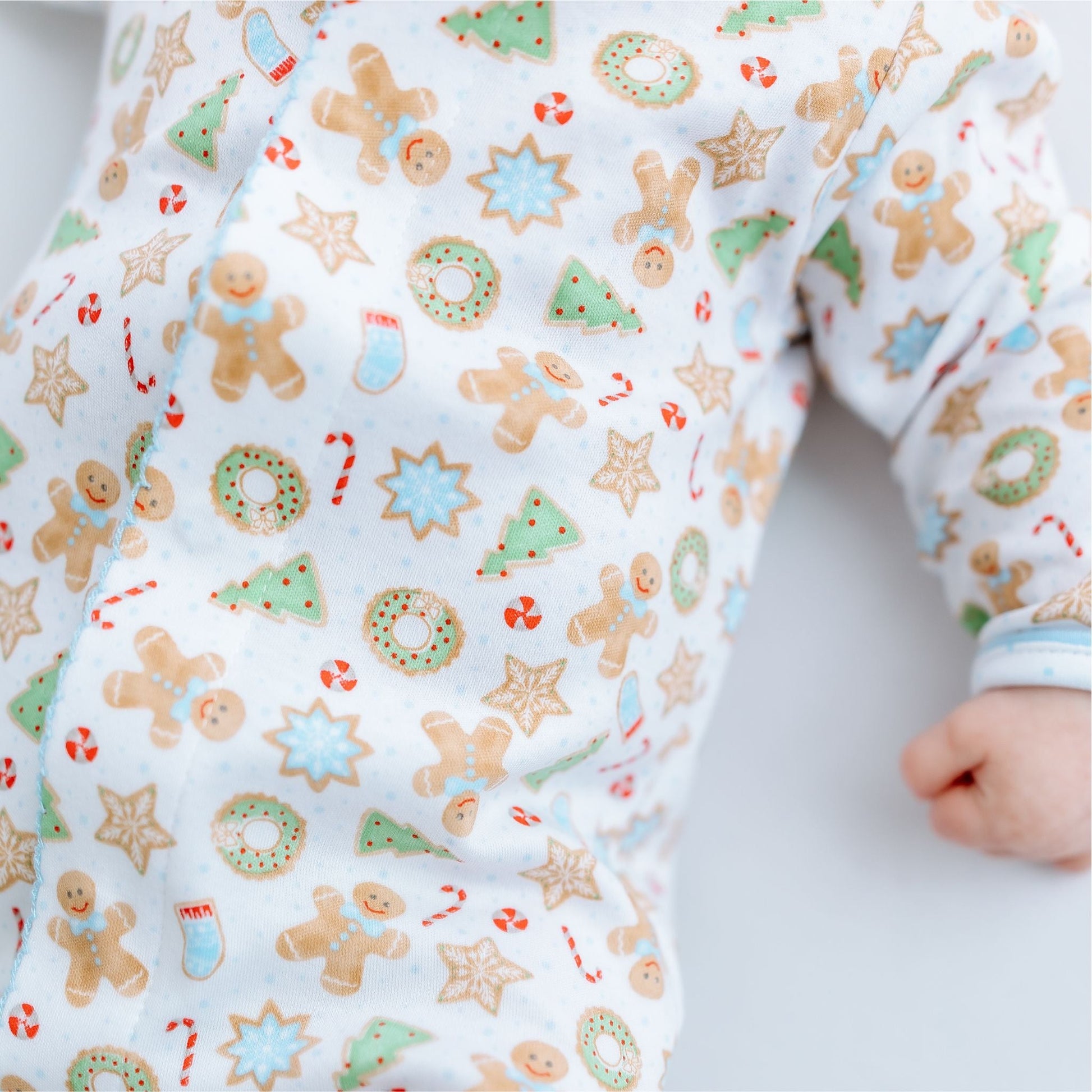 Frosted Wonderland Print Footie - Light Blue - Magnolia BabyFootie