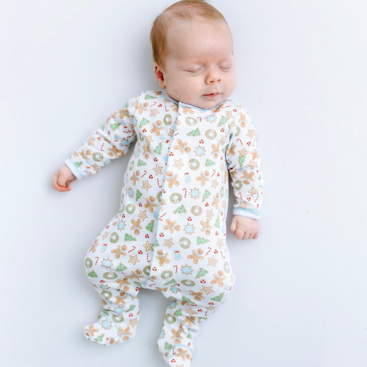 Frosted Wonderland Print Footie - Light Blue - Magnolia BabyFootie