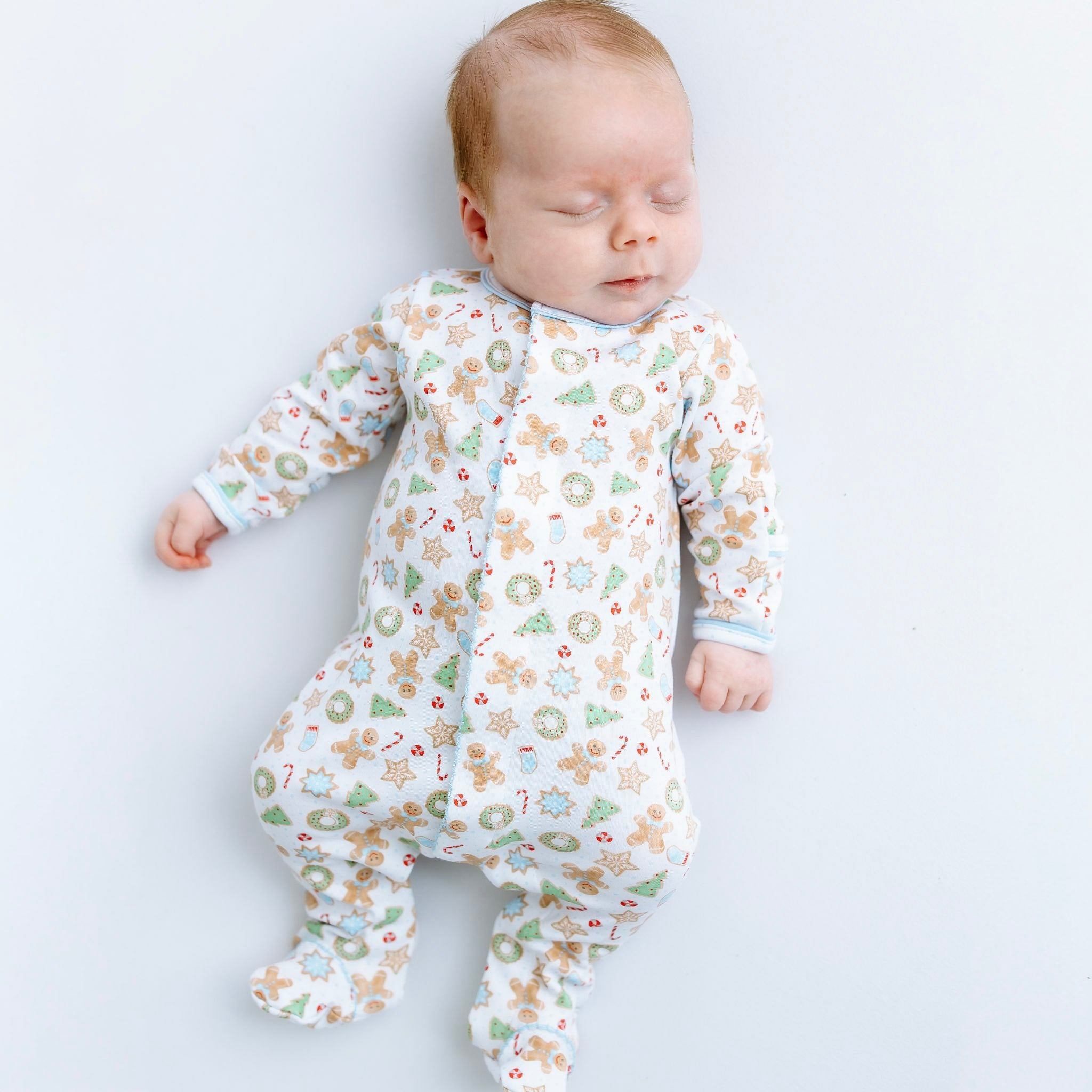 Frosted Wonderland Print Footie - Light Blue - Magnolia BabyFootie