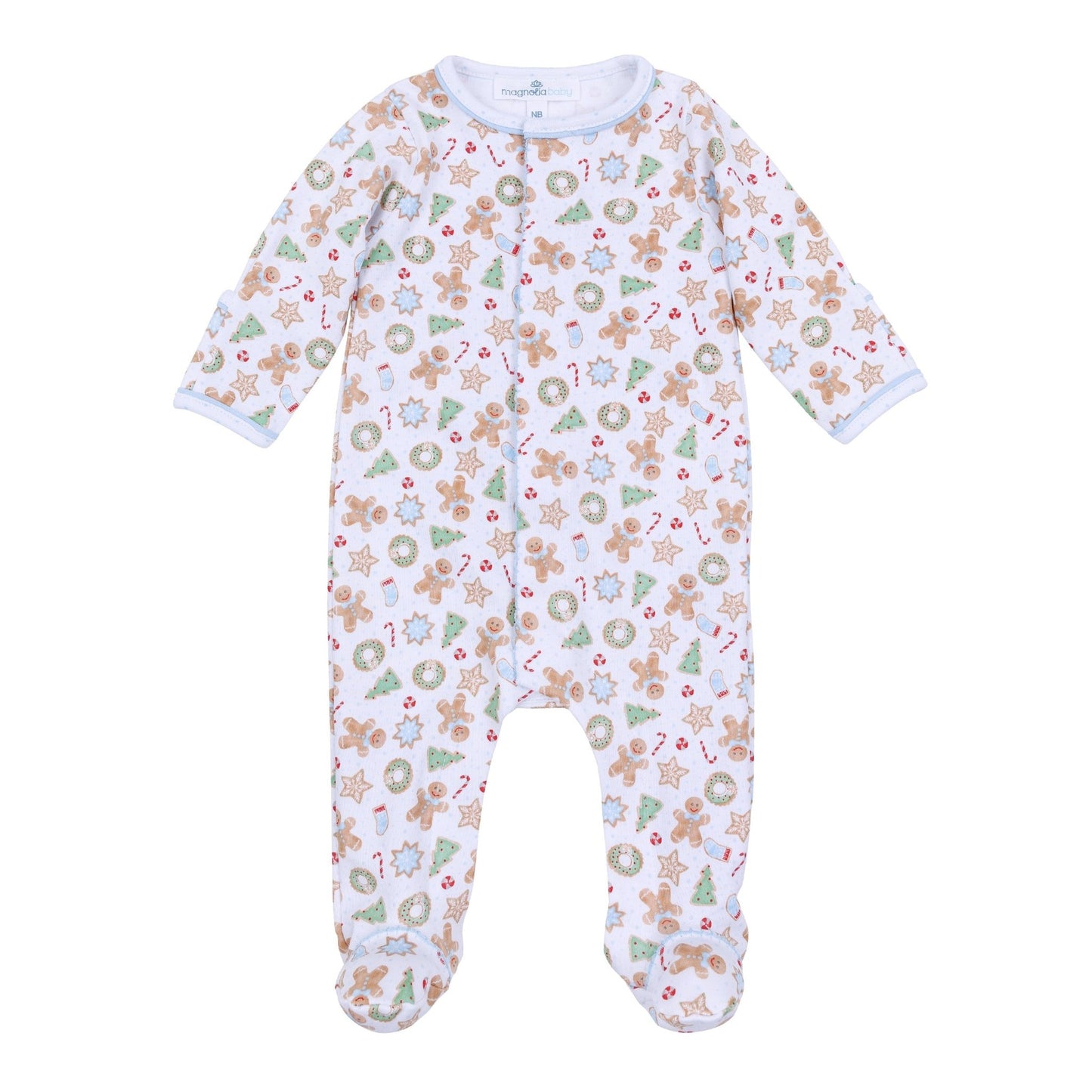 Frosted Wonderland Print Footie - Light Blue - Magnolia BabyFootie