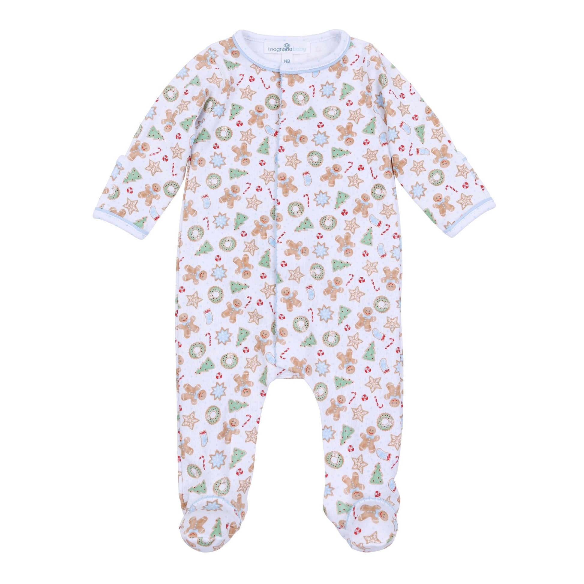 Frosted Wonderland Print Footie - Light Blue - Magnolia BabyFootie