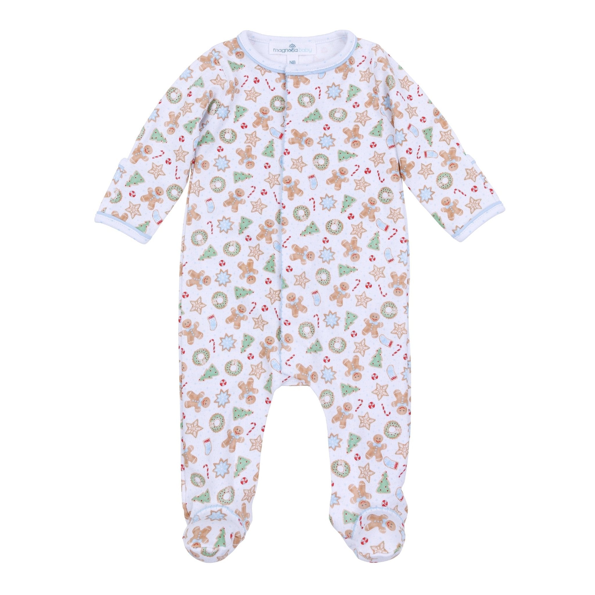 Frosted Wonderland Print Footie - Light Blue - Magnolia BabyFootie