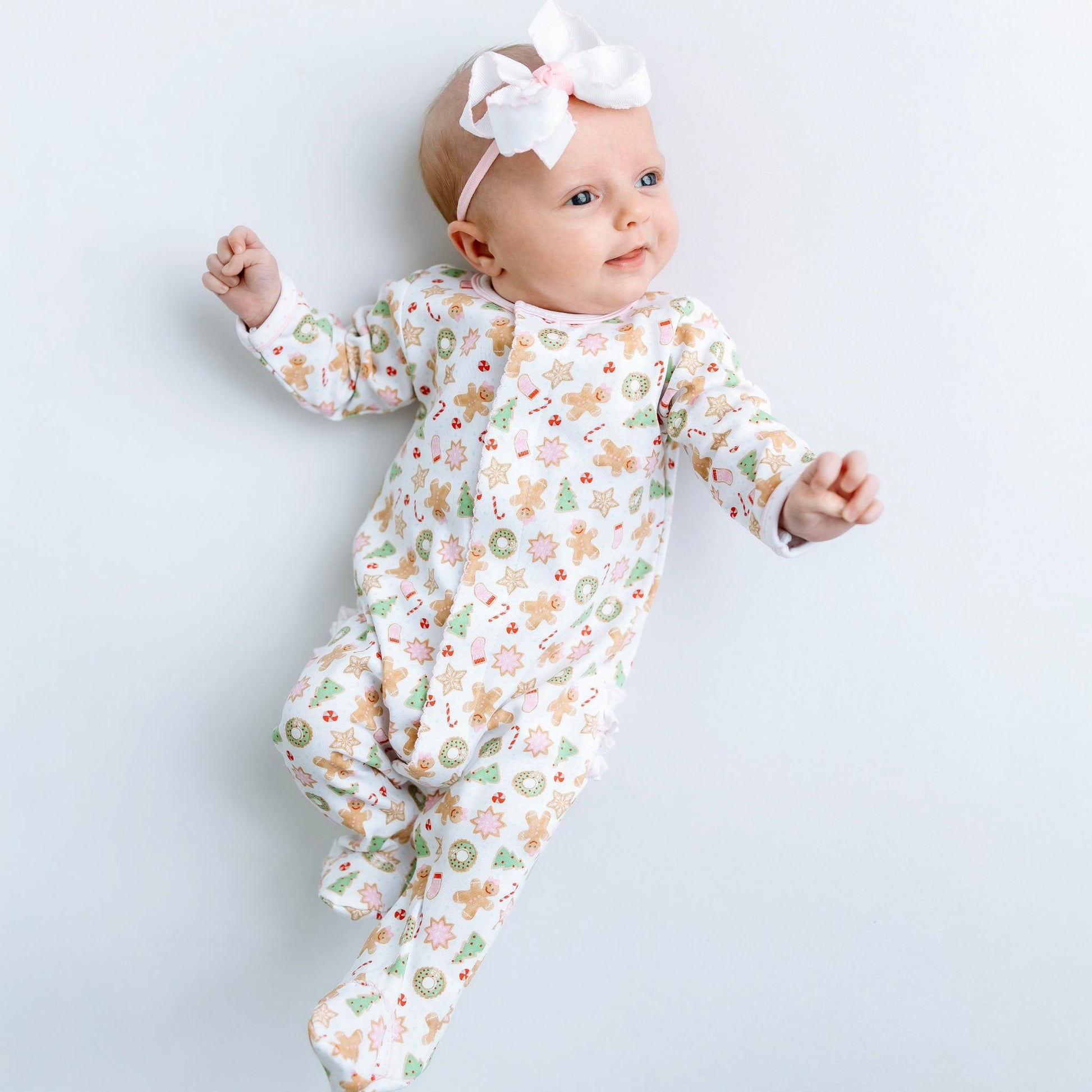 Frosted Wonderland Print Ruffle Footie - Pink - Magnolia BabyFootie