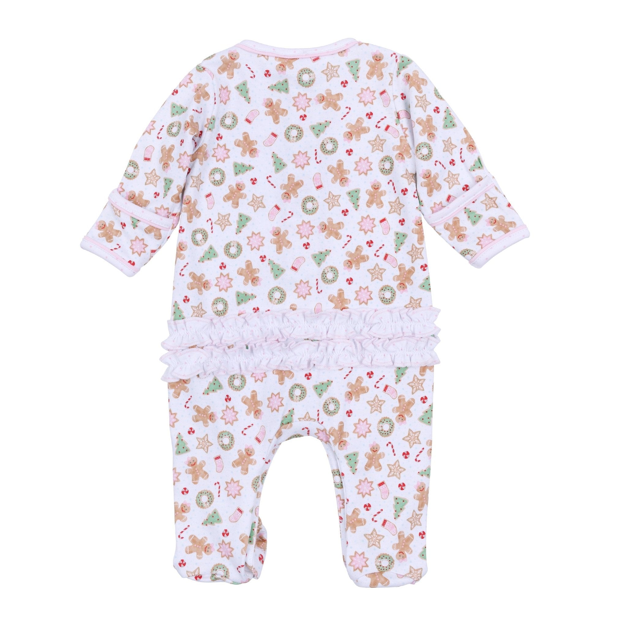 Frosted Wonderland Print Ruffle Footie - Pink - Magnolia BabyFootie