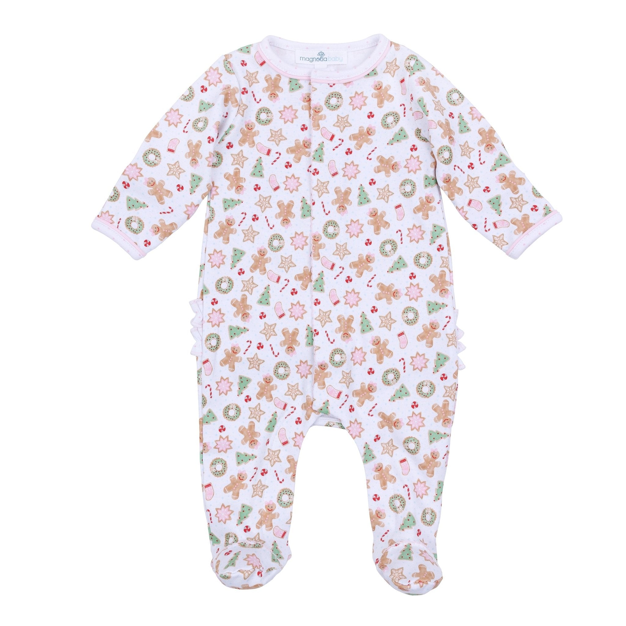 Frosted Wonderland Print Ruffle Footie - Pink - Magnolia BabyFootie