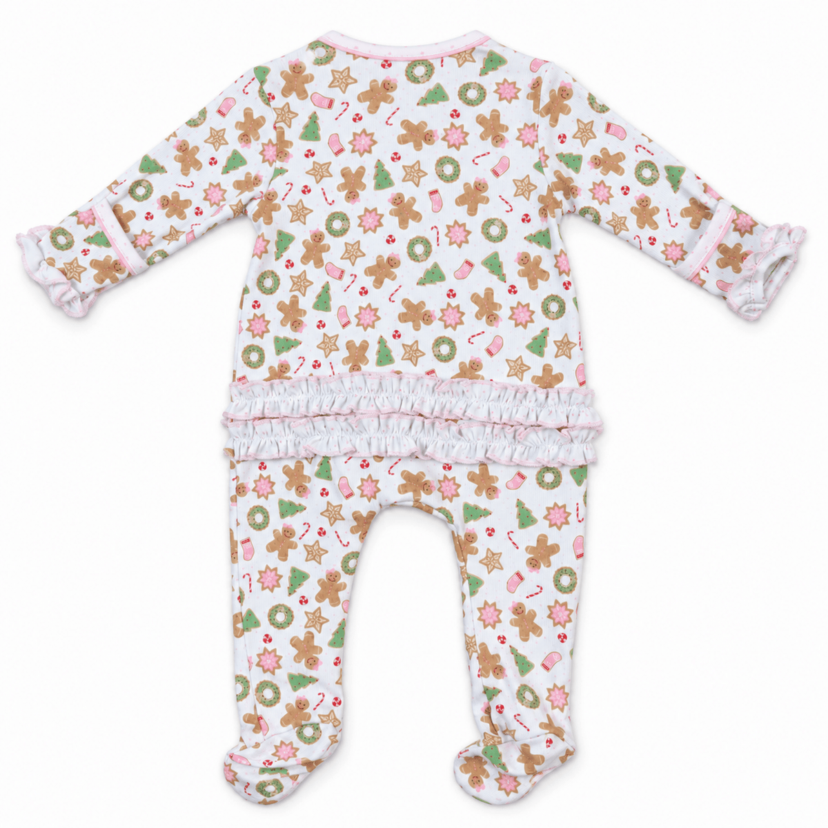 Magnolia Baby_Frosted Wonderland Print Ruffle Zip Footie - Pink_2