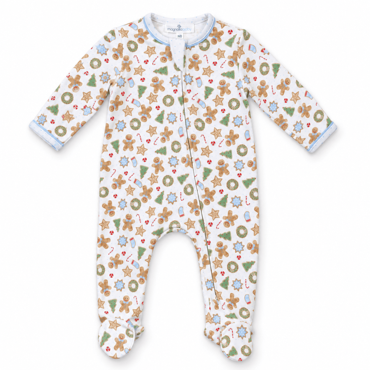 Magnolia Baby_Frosted Wonderland Print Zip Footie - Light Blue_1