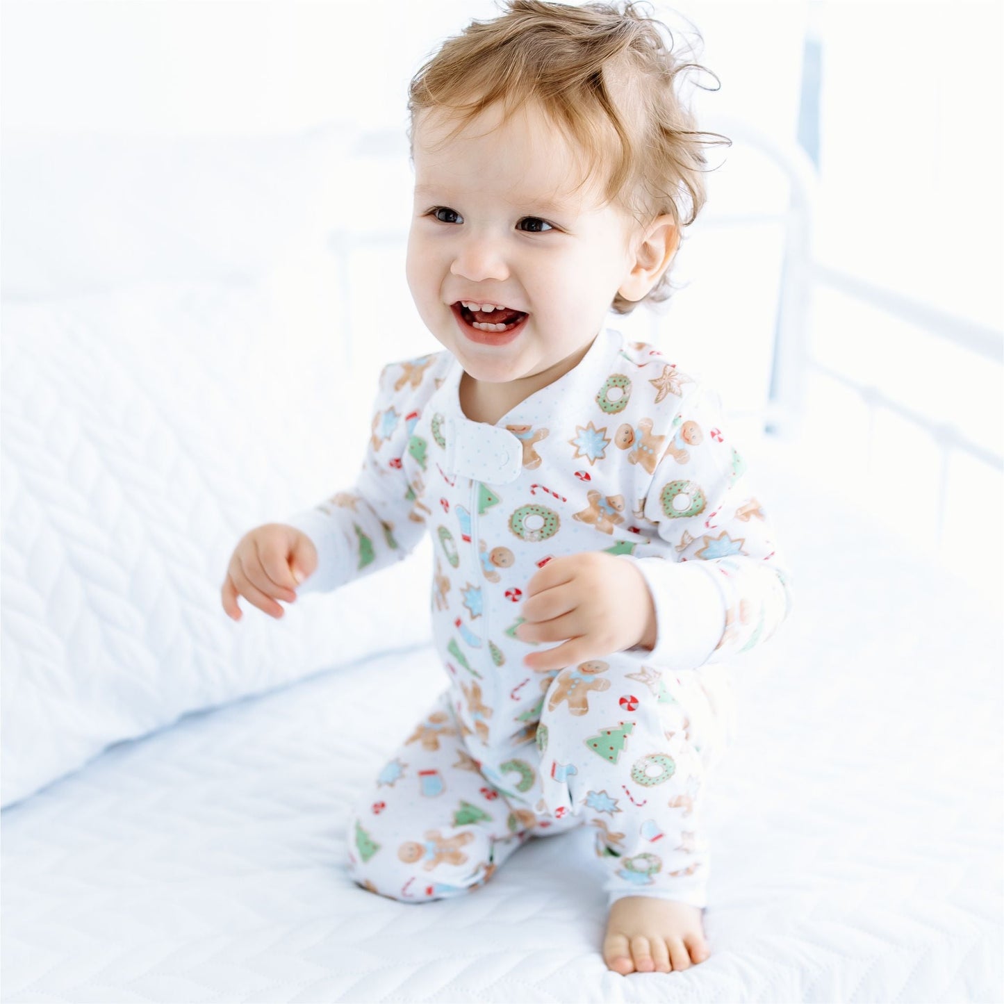 Frosted Wonderland Zip Pajamas - Light Blue - Magnolia BabyZipper Pajamas