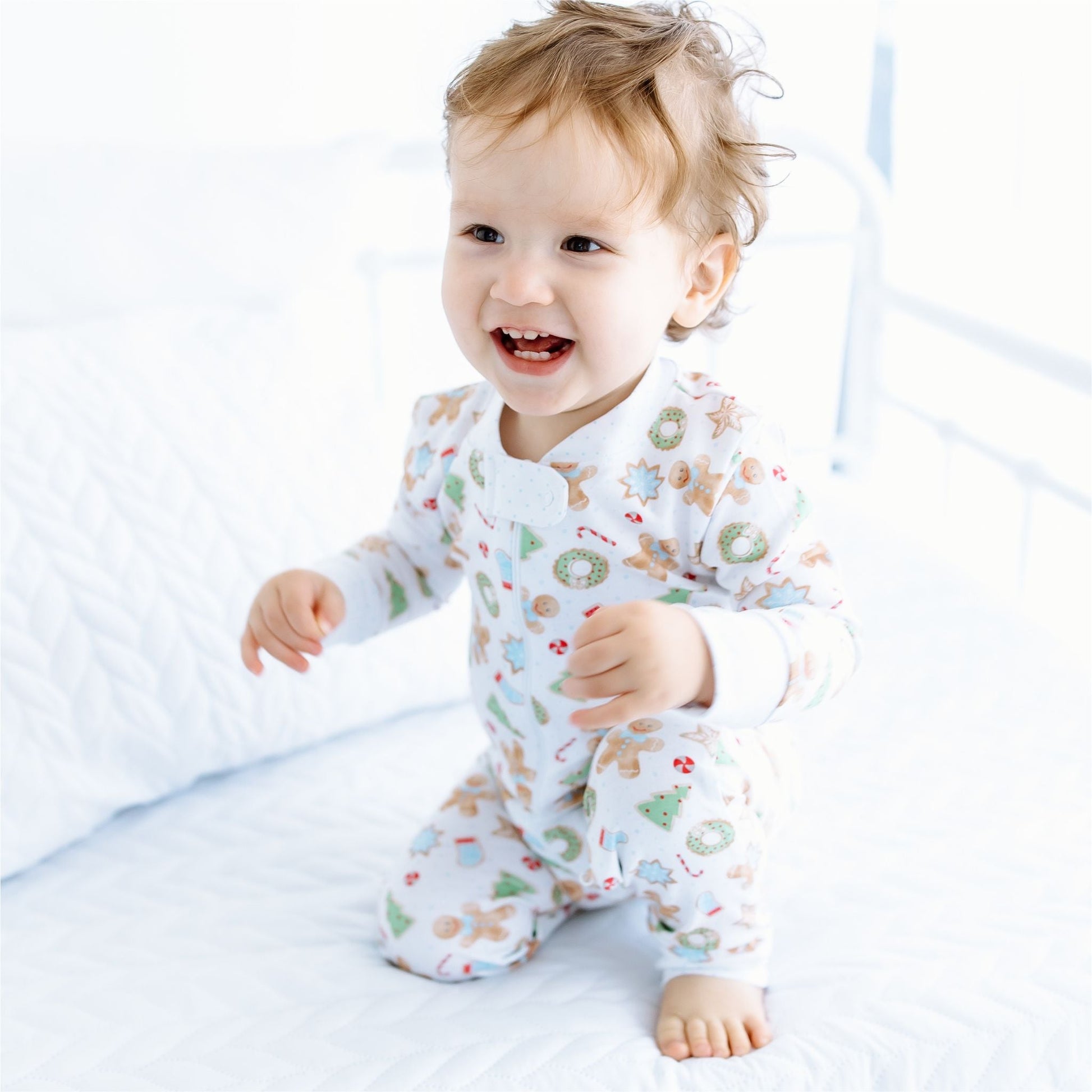 Frosted Wonderland Zip Pajamas - Light Blue - Magnolia BabyZipper Pajamas