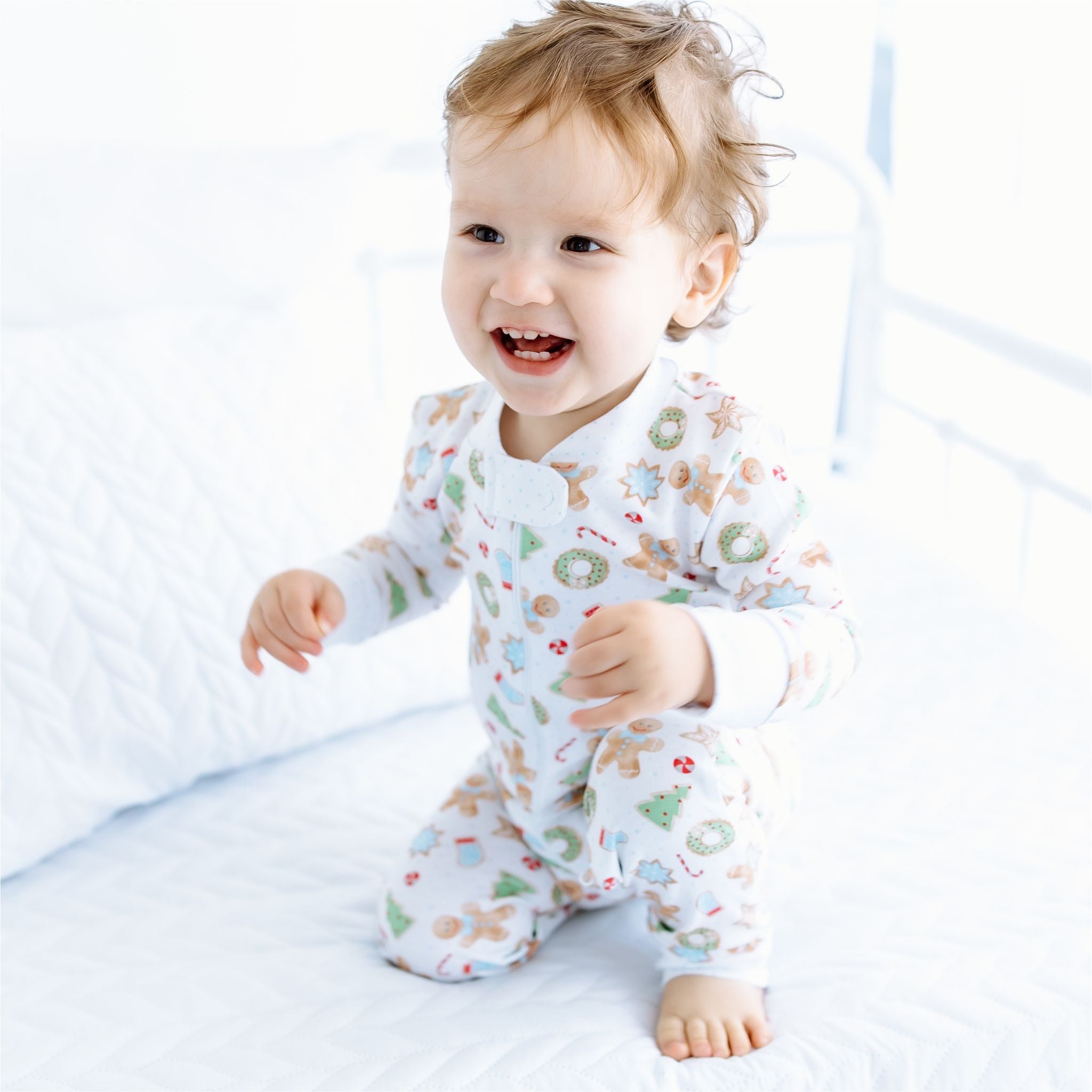 Frosted Wonderland Zip Pajamas - Light Blue - Magnolia BabyZipper Pajamas