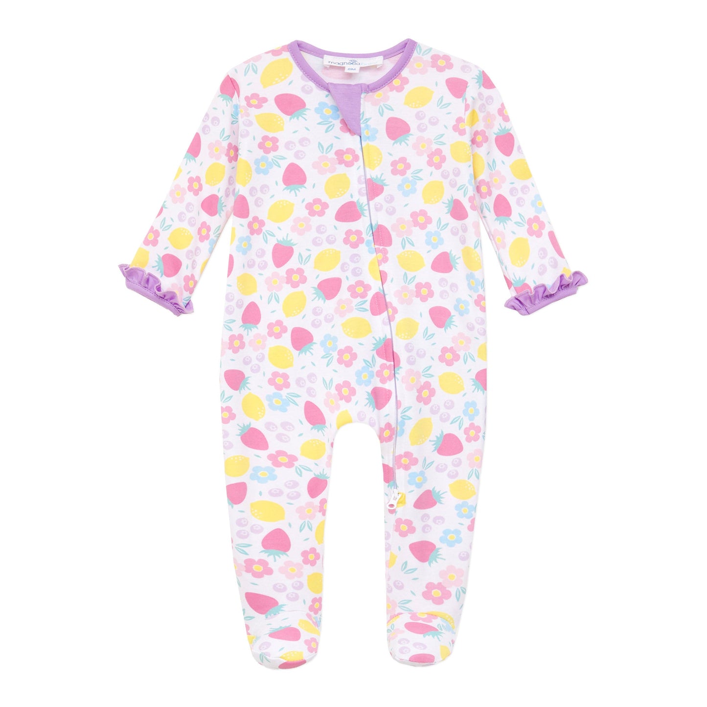 Fruity Fun Ruffle Zip Footie - Magnolia BabyFootie