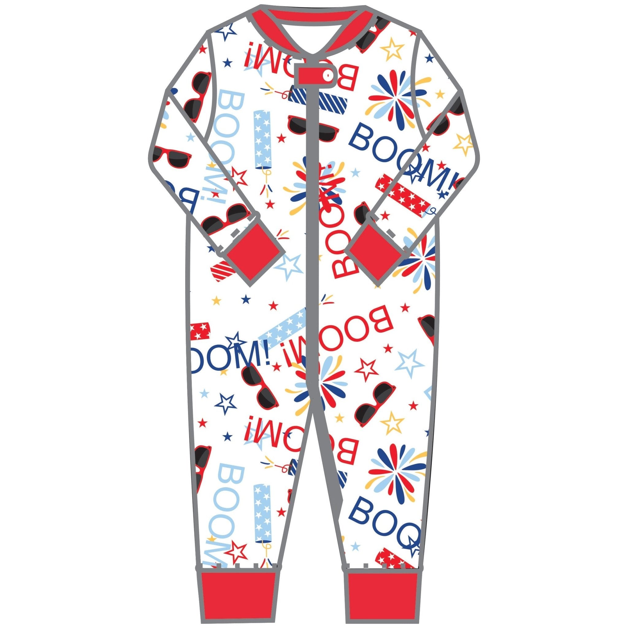 Fun Filled 4th Zip Pajama - Magnolia BabyZipper Pajamas