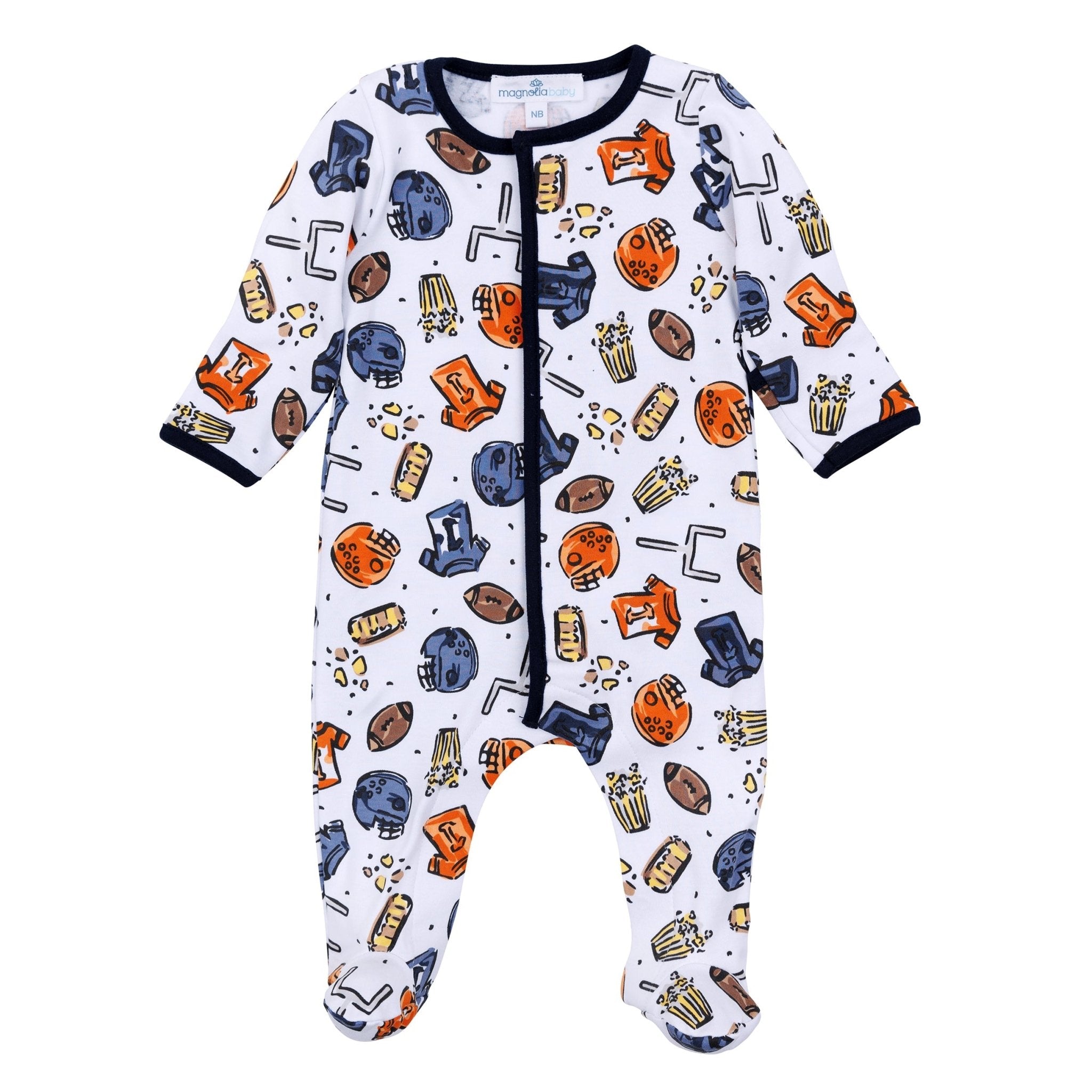 Future Draft Picks Footie - Navy Orange - Magnolia BabyFootie
