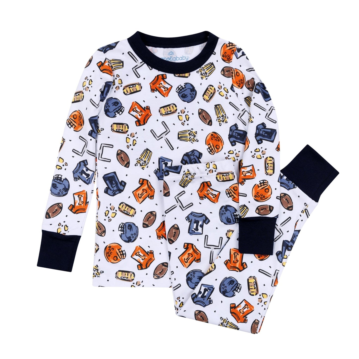 Future Draft Picks Long Pajamas - Navy Orange - Magnolia BabyLong Pajamas