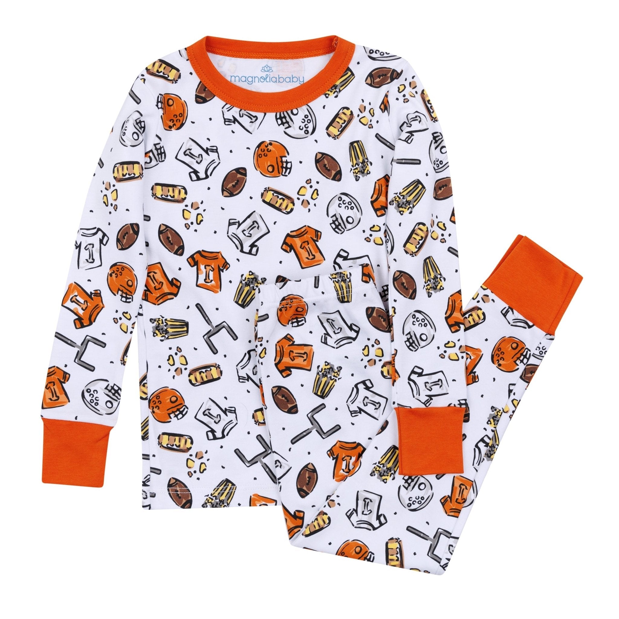 Future Draft Picks Long Pajamas - Orange White - Magnolia BabyLong Pajamas