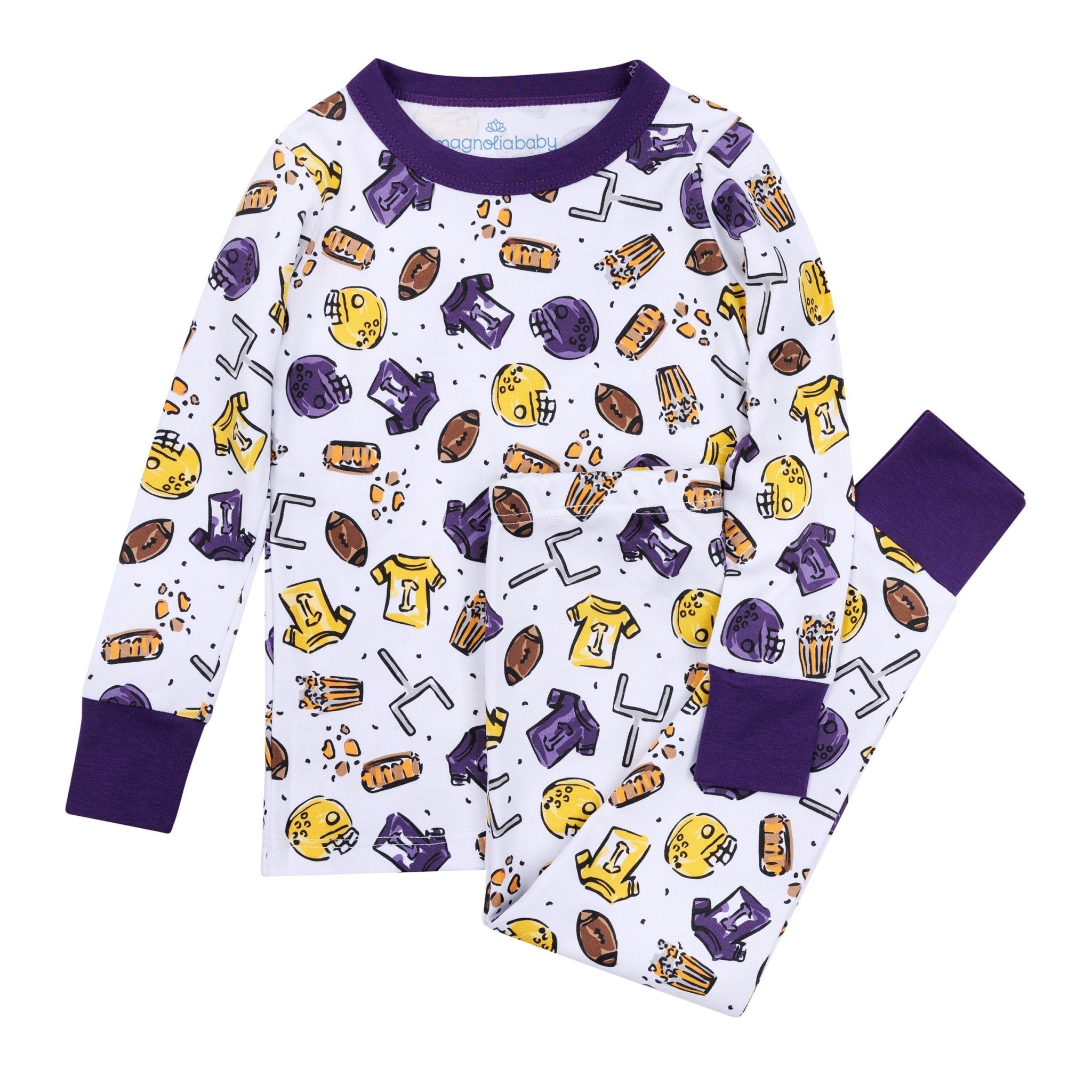 Future Draft Picks Long Pajamas - Purple Gold - Magnolia BabyLong Pajamas