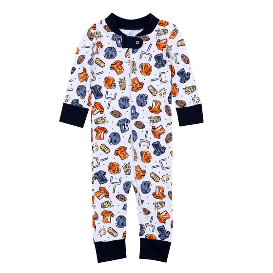 Future Draft Picks Zip Pajamas - Navy Orange - Magnolia BabyZipper Pajamas