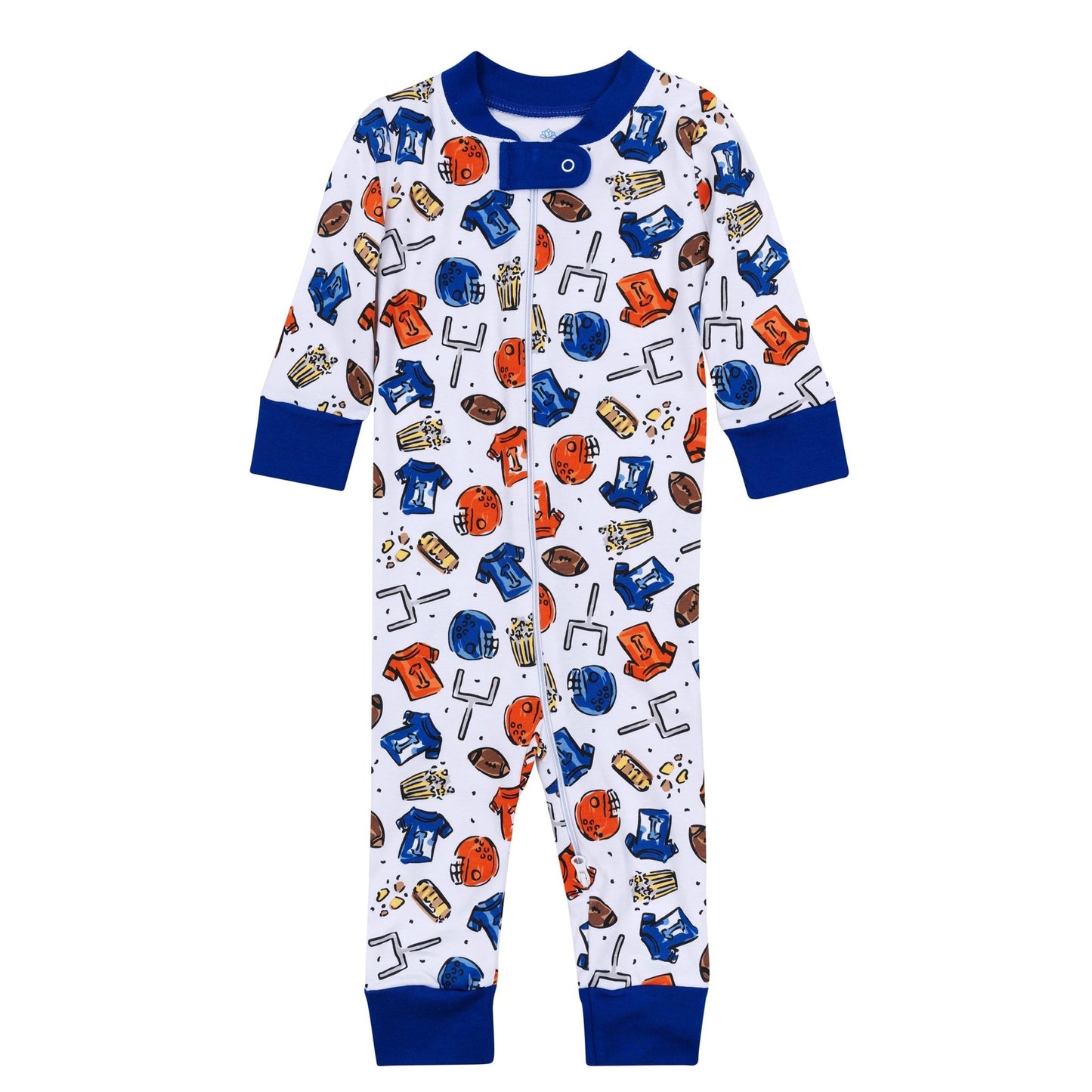Future Draft Picks Zip Pajamas - Orange Blue - Magnolia BabyZipper Pajamas