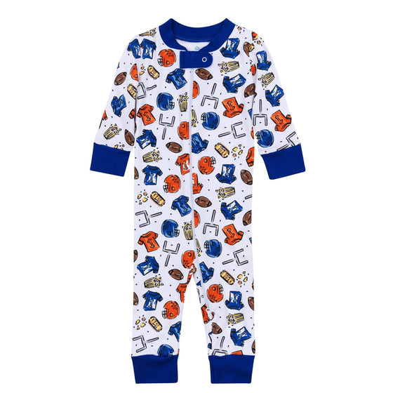 Future Draft Picks Zip Pajamas - Orange Blue - Magnolia BabyZipper Pajamas