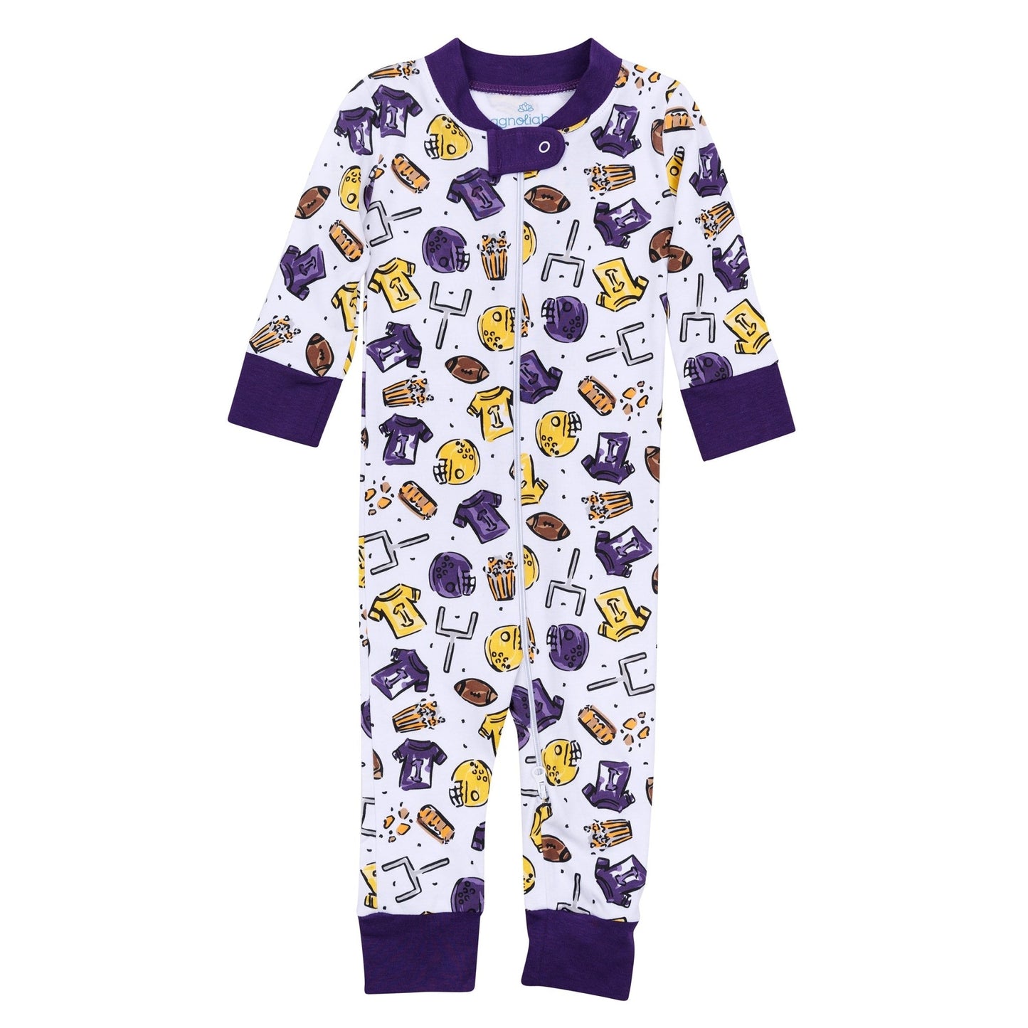 Future Draft Picks Zip Pajamas - Purple Gold - Magnolia BabyZipper Pajamas