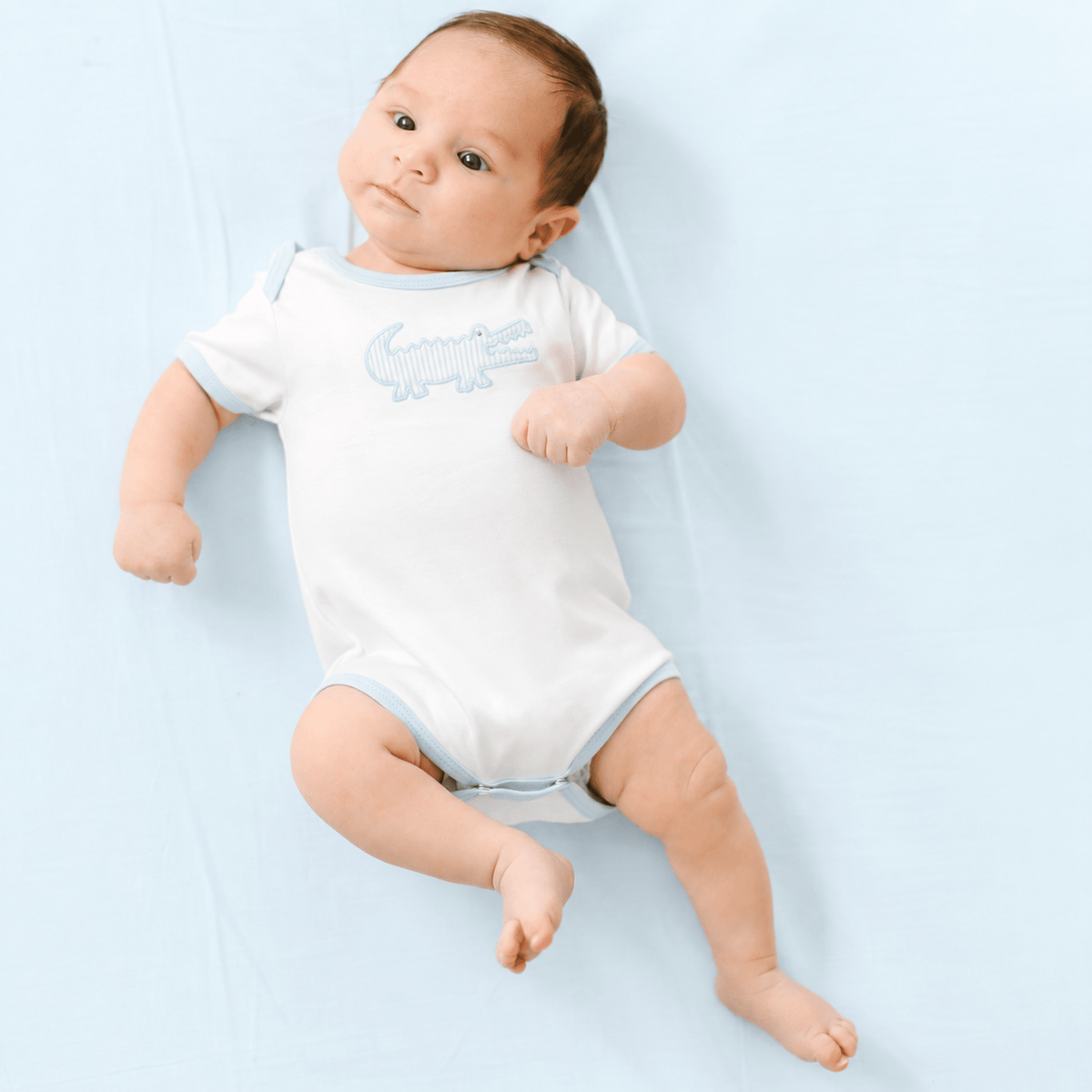 Magnolia Baby_Gator Applique Bodysuit - Light Blue_2