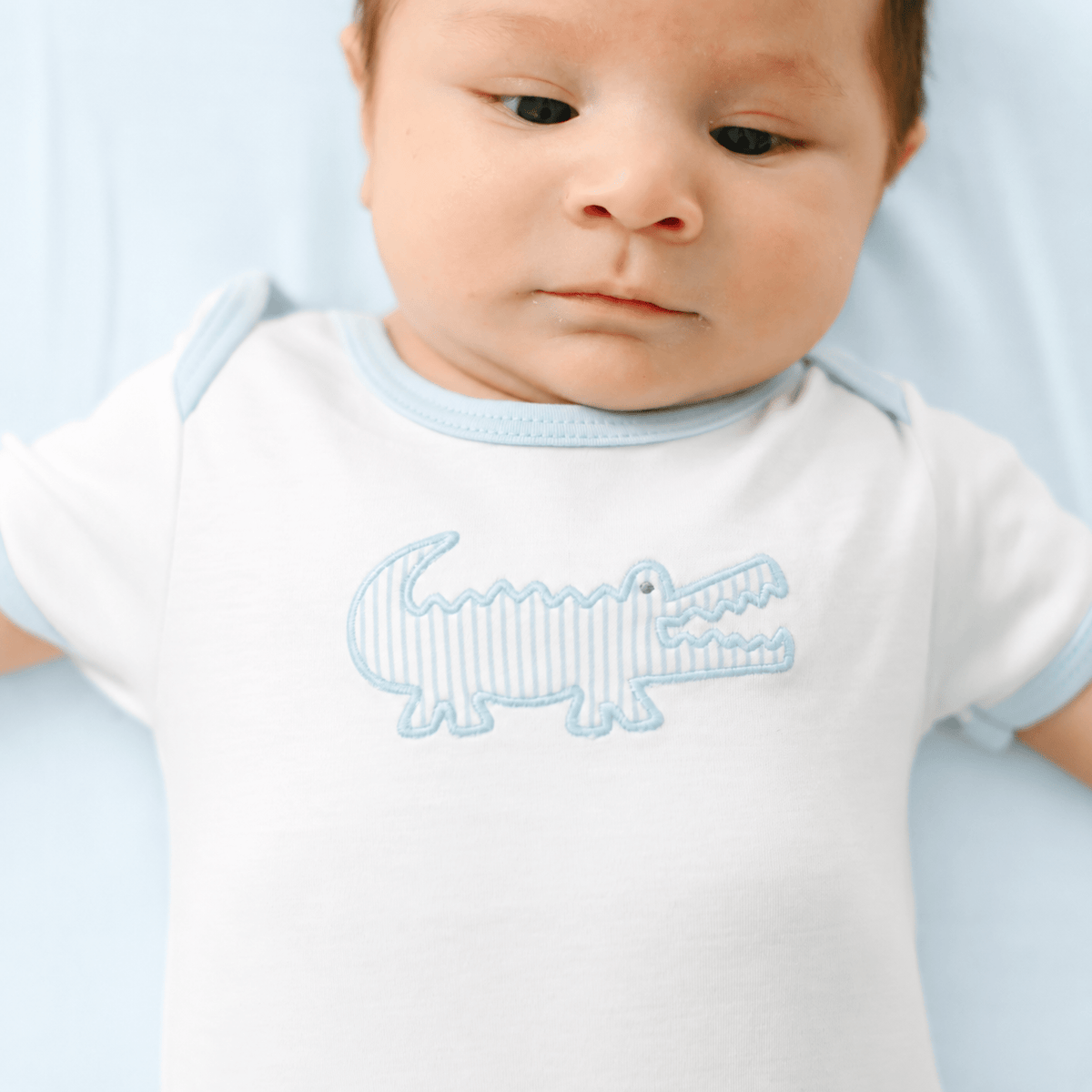 Magnolia Baby_Gator Applique Bodysuit - Light Blue_1