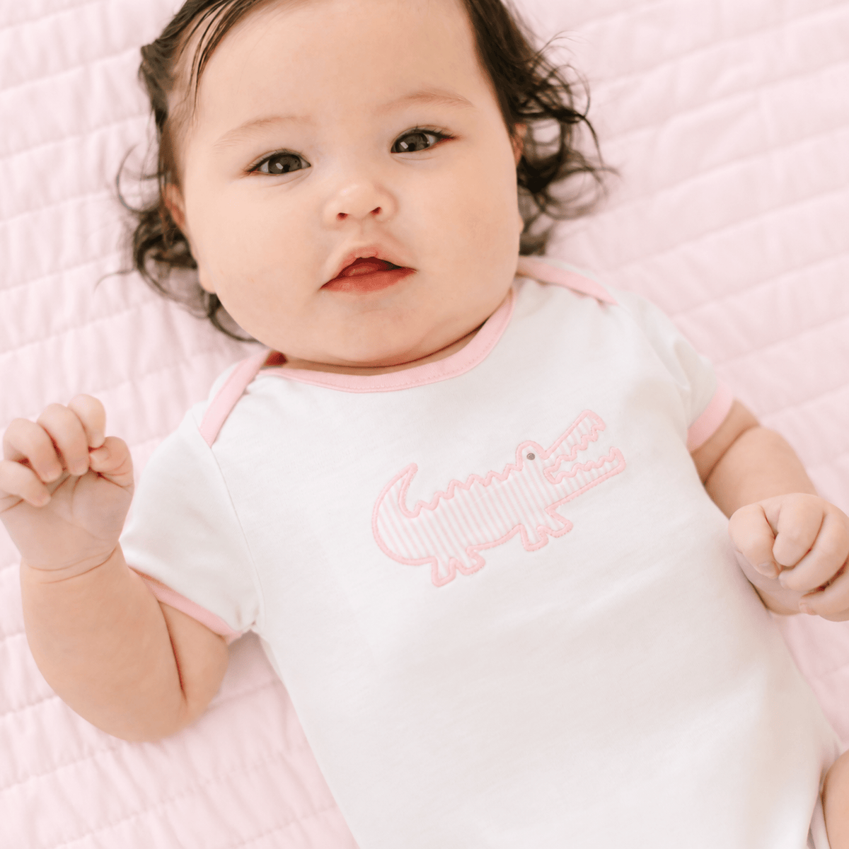 Magnolia Baby_Gator Applique Bodysuit - Pink_1