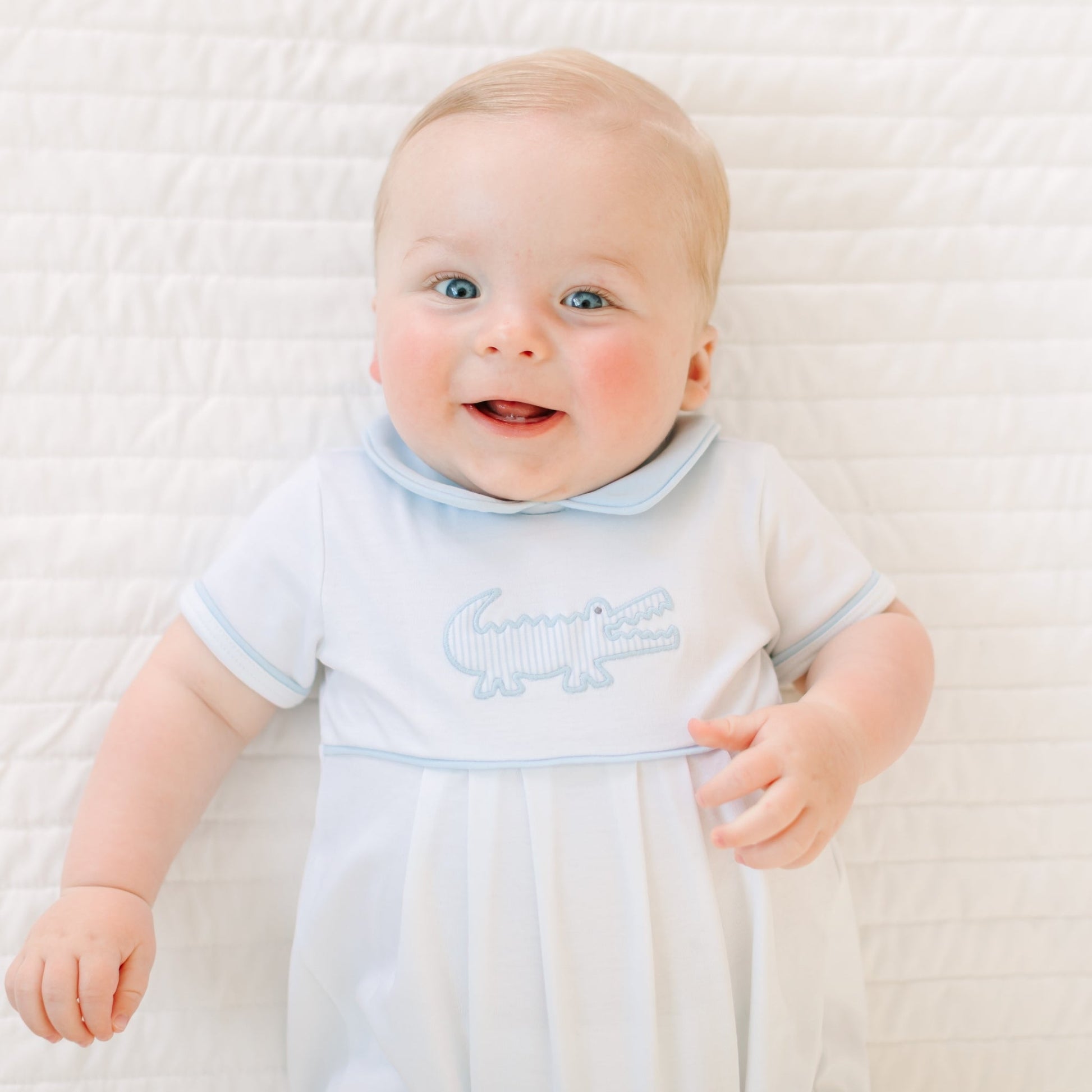 Gator Applique Collared Bubble - Light Blue - Magnolia BabyBubble