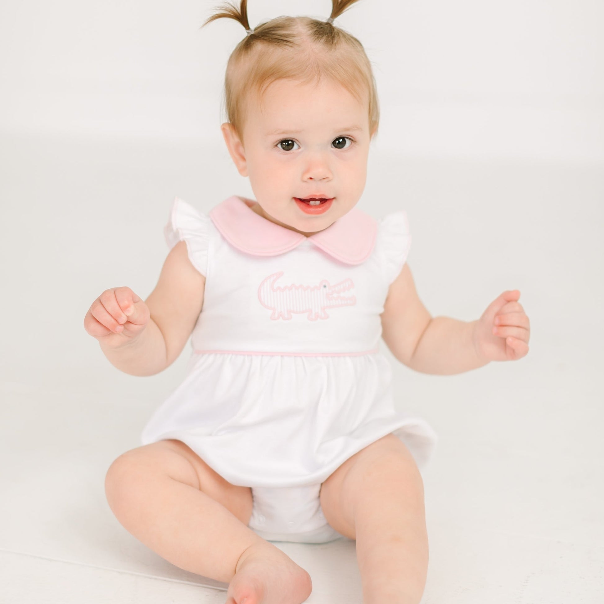 Gator Applique Collared Bubble - Pink - Magnolia BabyBubble