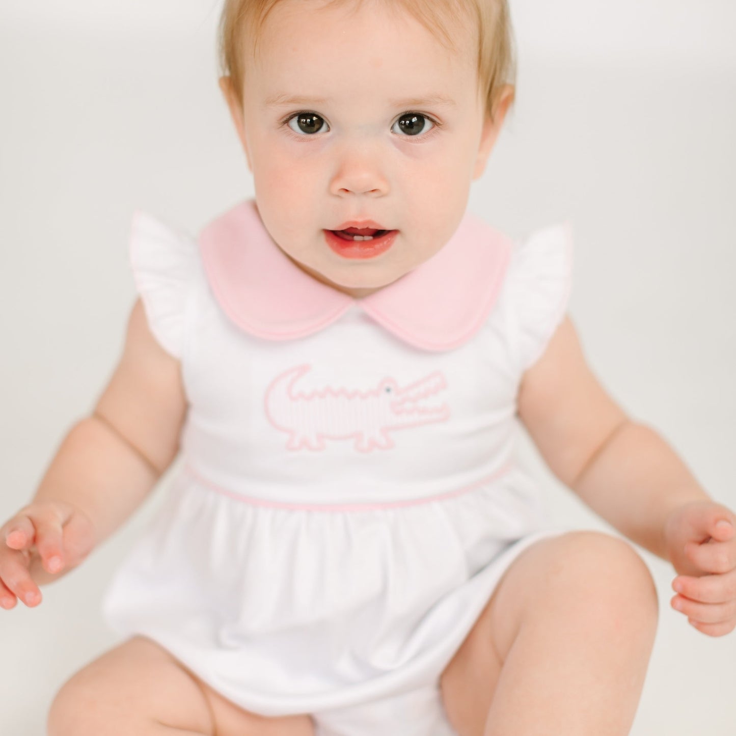 Gator Applique Collared Bubble - Pink - Magnolia BabyBubble