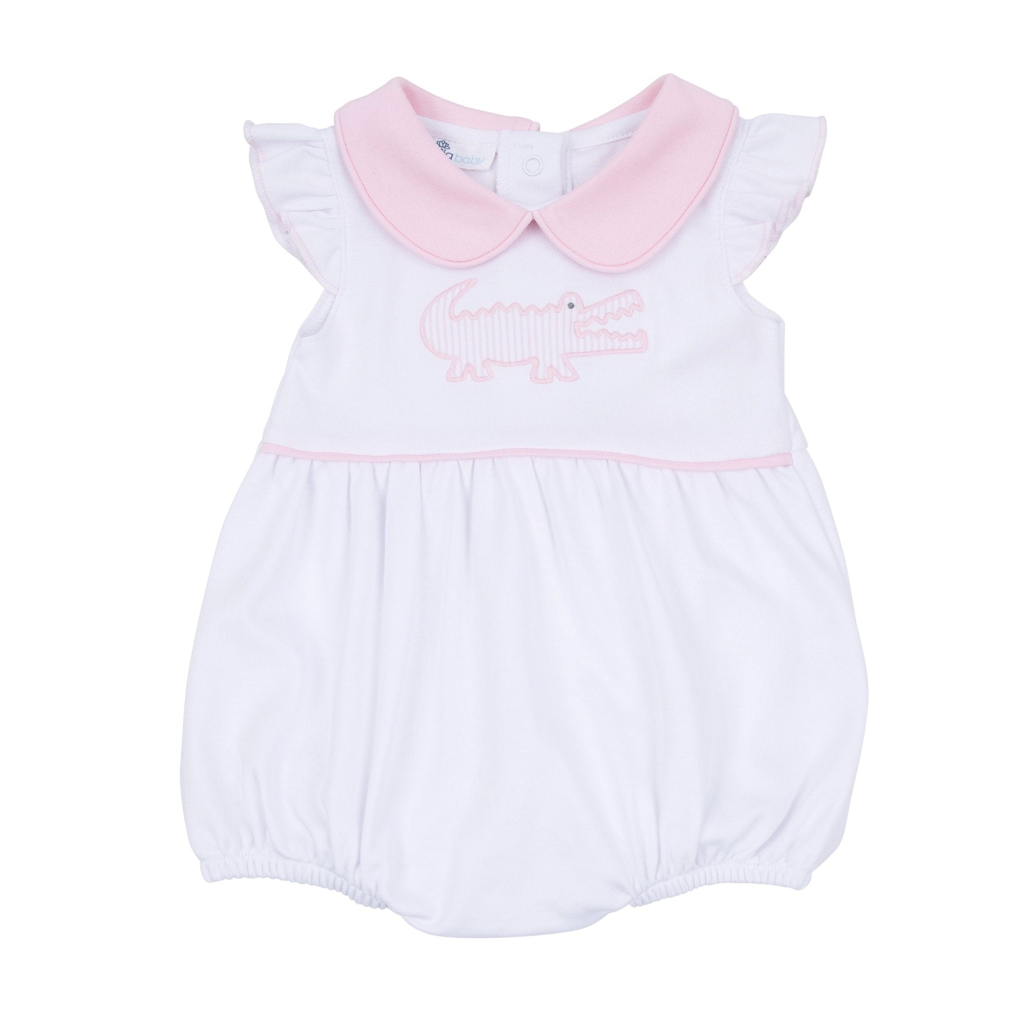 Gator Applique Collared Bubble - Pink - Magnolia BabyBubble