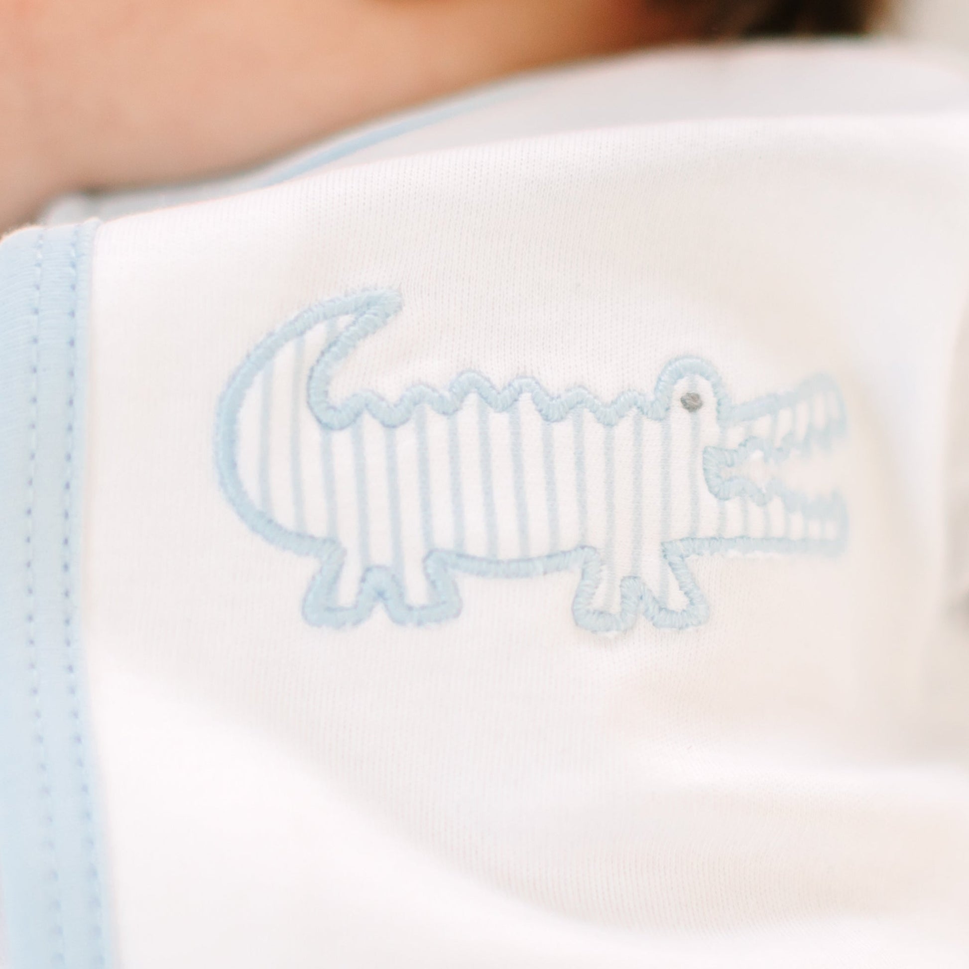 Gator Applique Footie - Light Blue - Magnolia BabyFootie