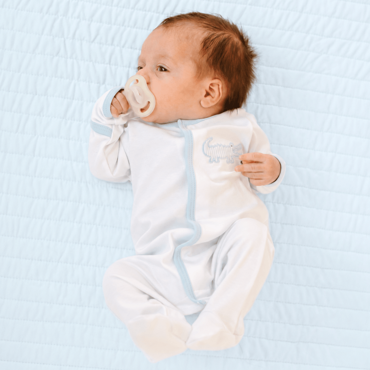 Magnolia Baby_Gator Applique Footie - Light Blue_2