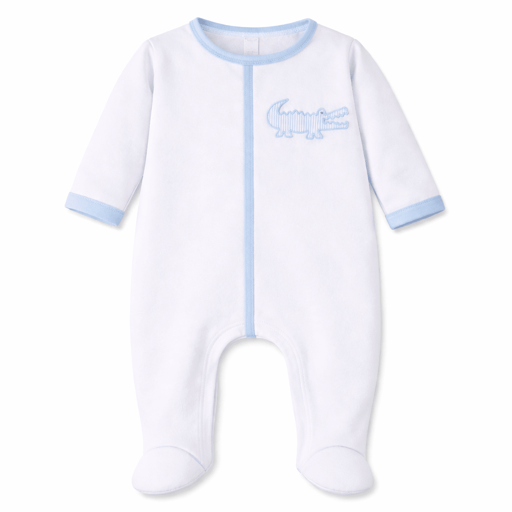 Gator Applique Footie - Light Blue - Magnolia BabyFootie