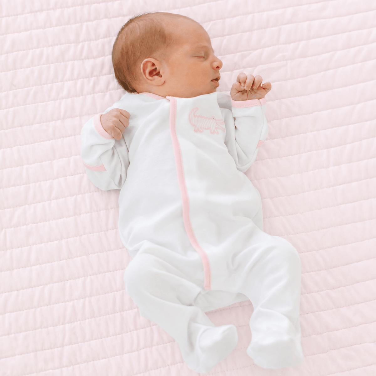 Magnolia Baby_Gator Applique Footie - Pink_1