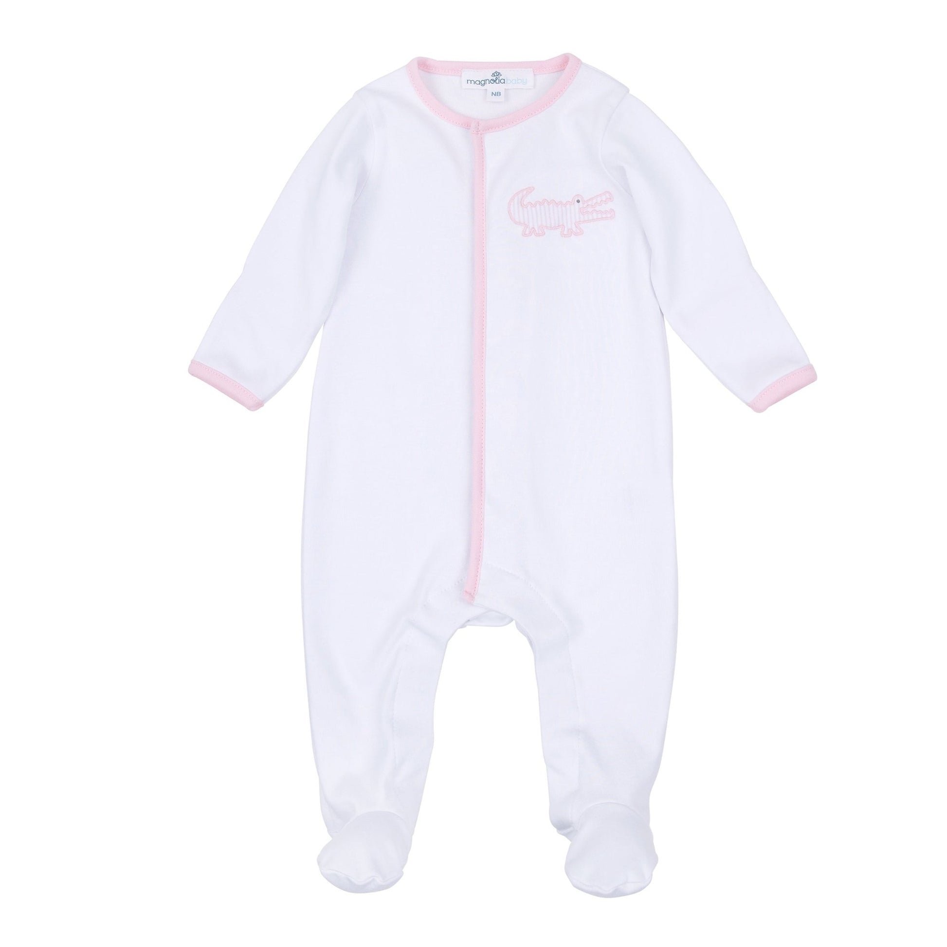 Gator Applique Footie - Pink - Magnolia BabyFootie