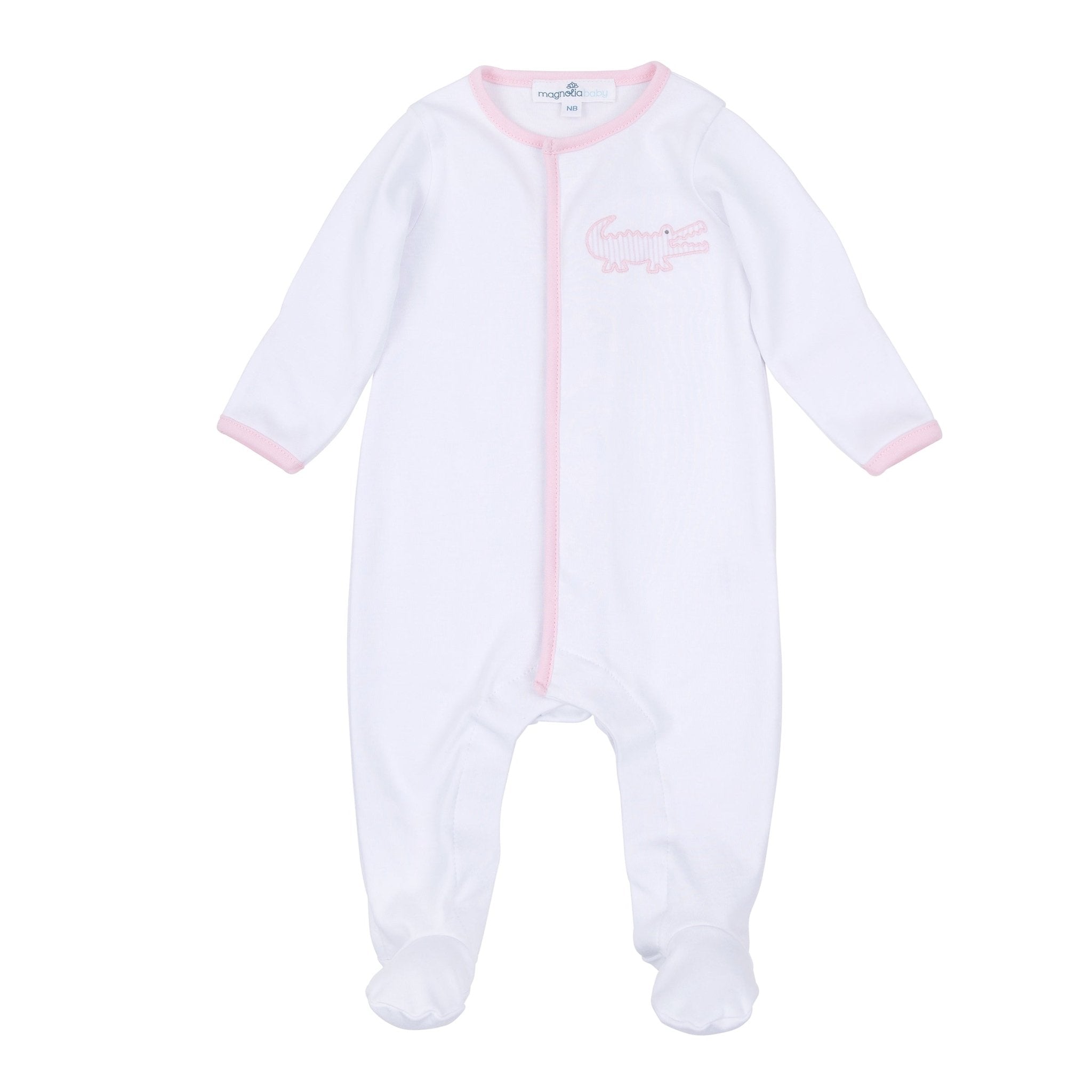 Gator Applique Footie - Pink - Magnolia BabyFootie