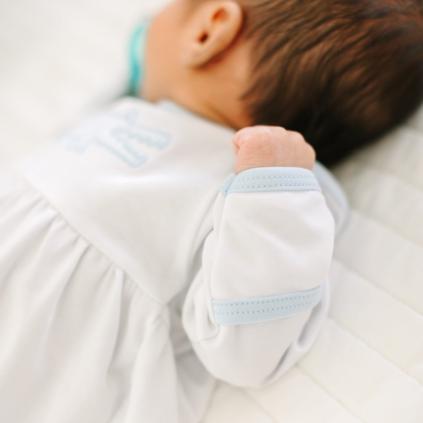 Gator Applique Gathered Gown - Light Blue - Magnolia BabyGown
